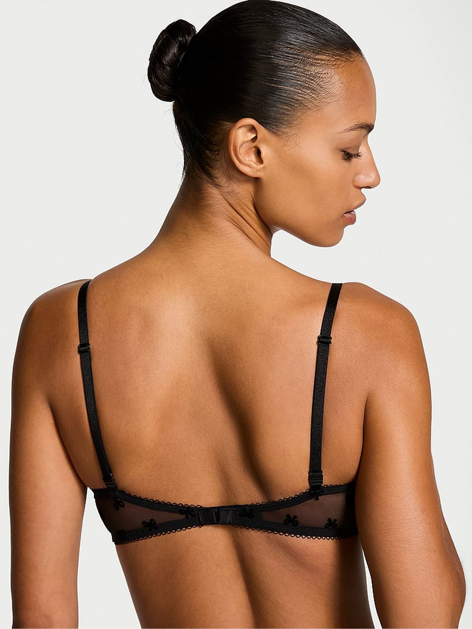 Black Bows Flocked Unlined Demi Bra - Image 2 of 3