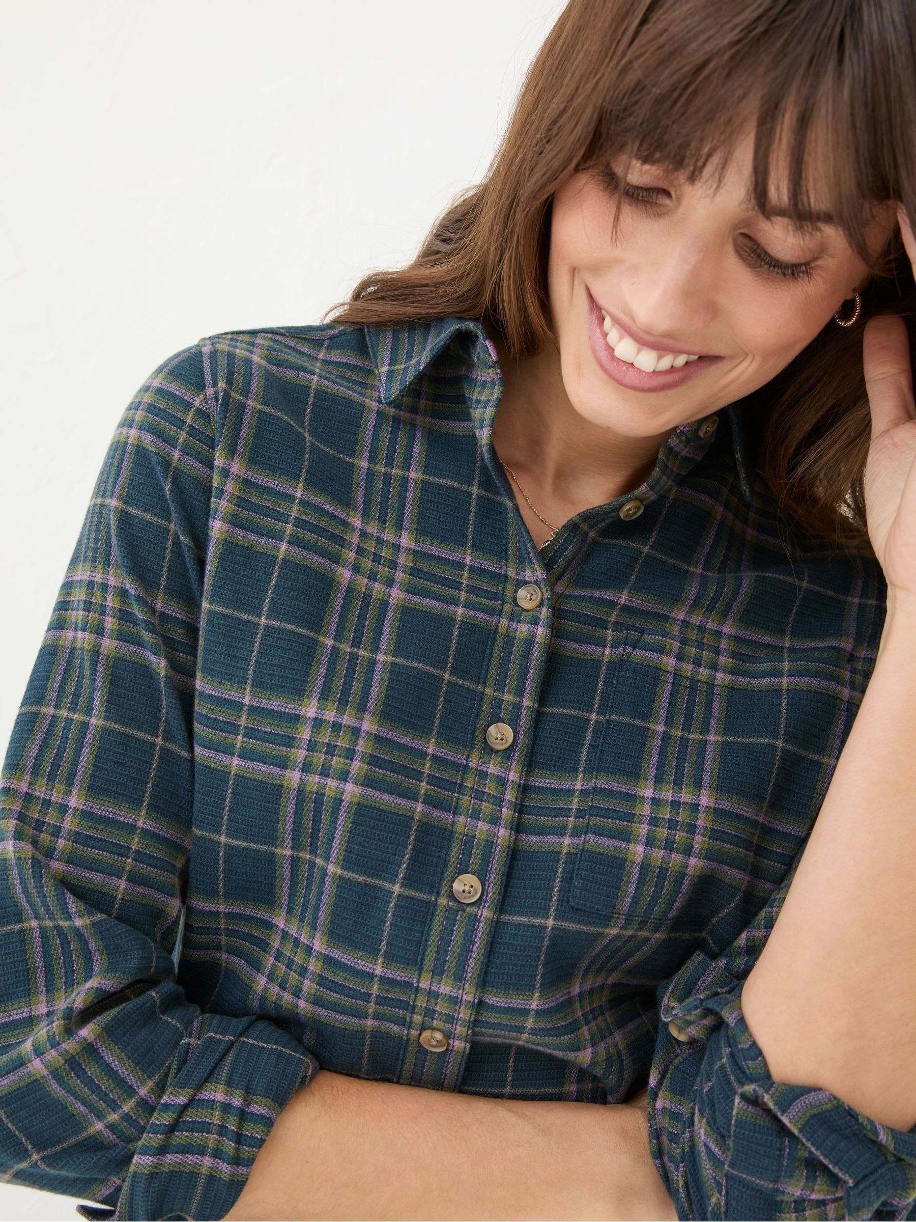 Olivia Navy 100% Cotton Check Shirt - Image 5 of 6
