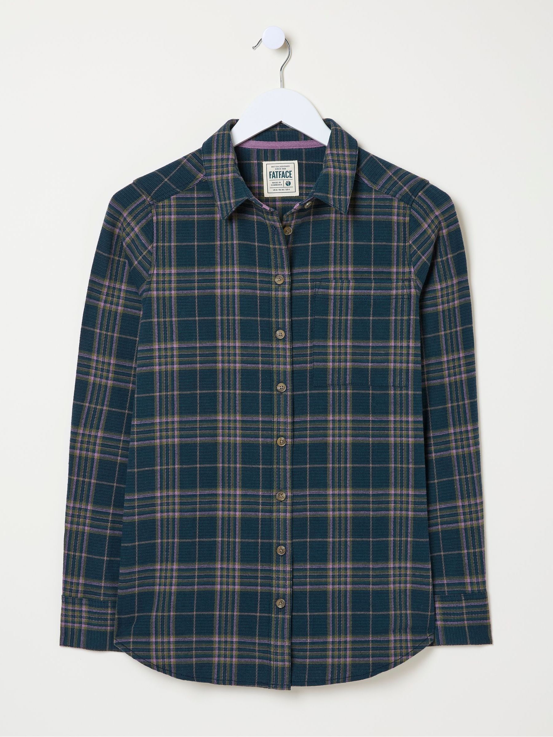 Olivia Navy 100% Cotton Check Shirt - Image 6 of 6