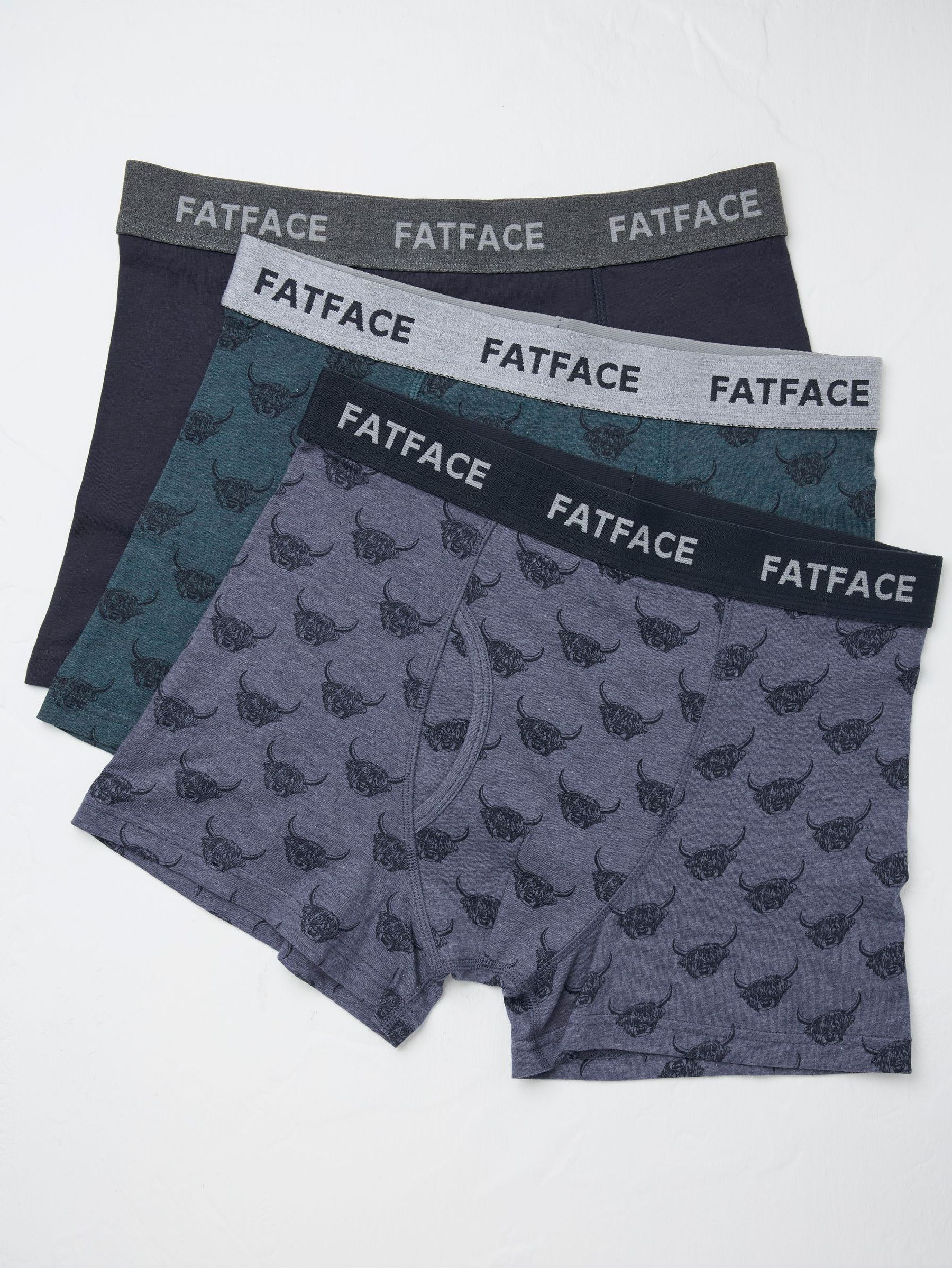 Blue Highland Cow Cotton Boxers 3 Pack - Image 1 of 2