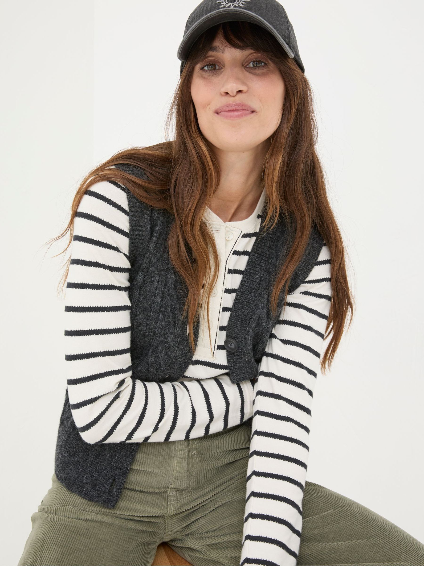 Hettie Cream Rib Henley Top - Image 3 of 6