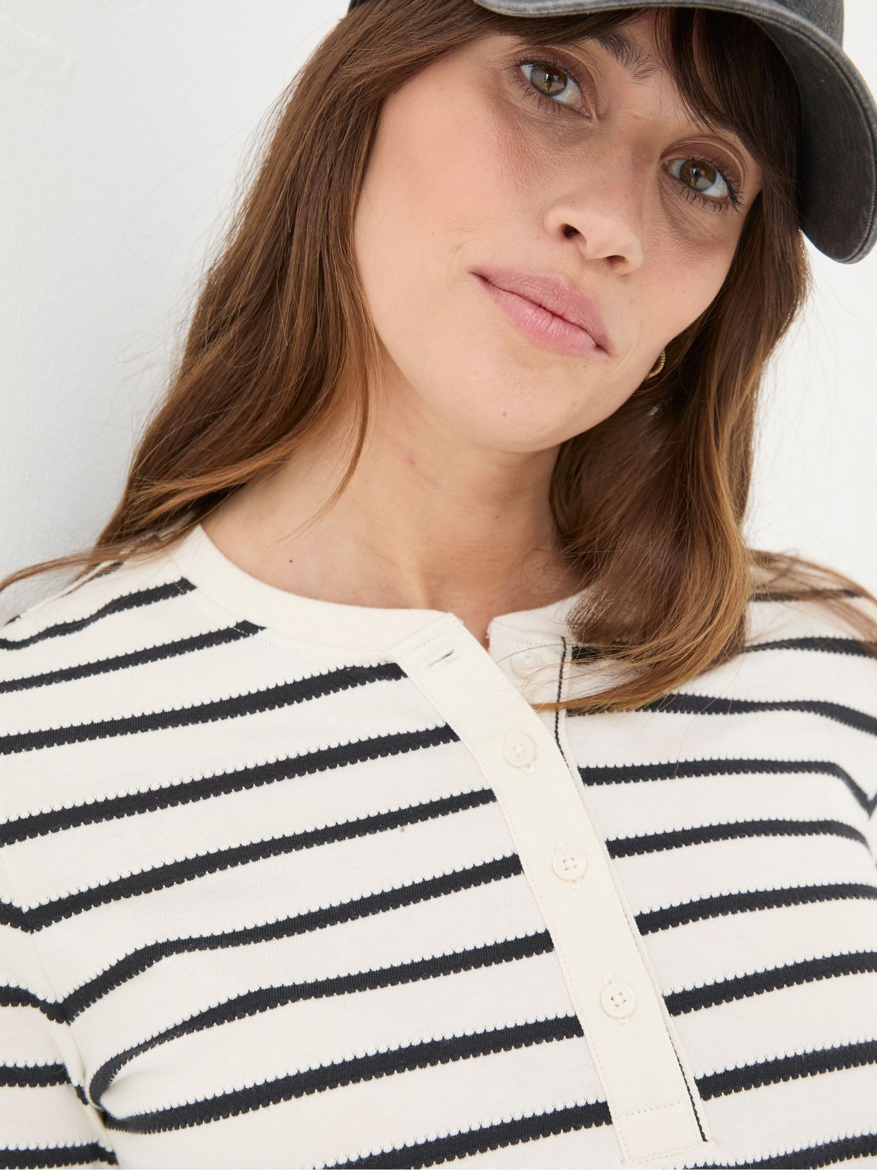 Hettie Cream Rib Henley Top - Image 4 of 6
