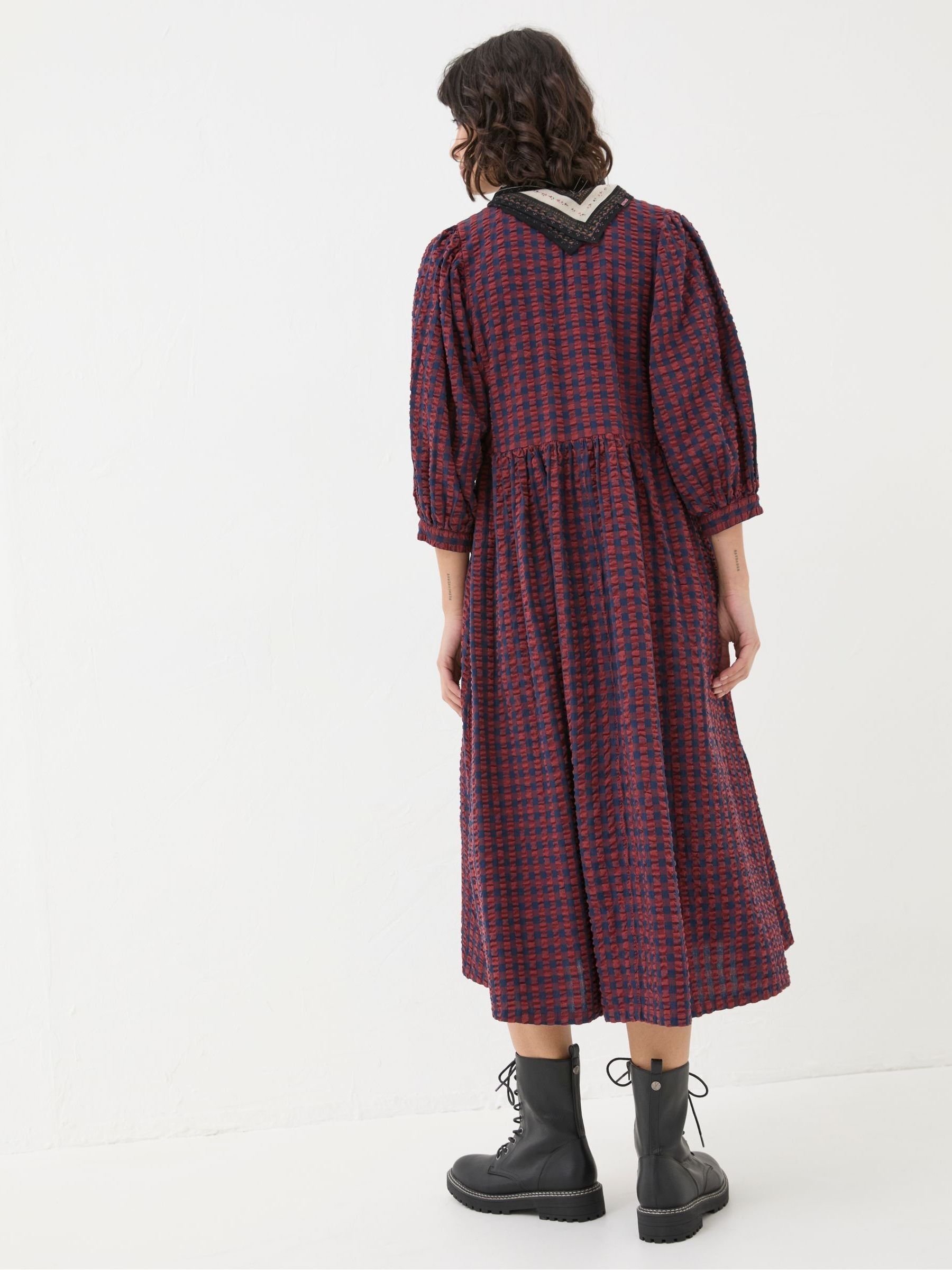 Ceil Burgundy Red Check Dress - Image 2 of 5