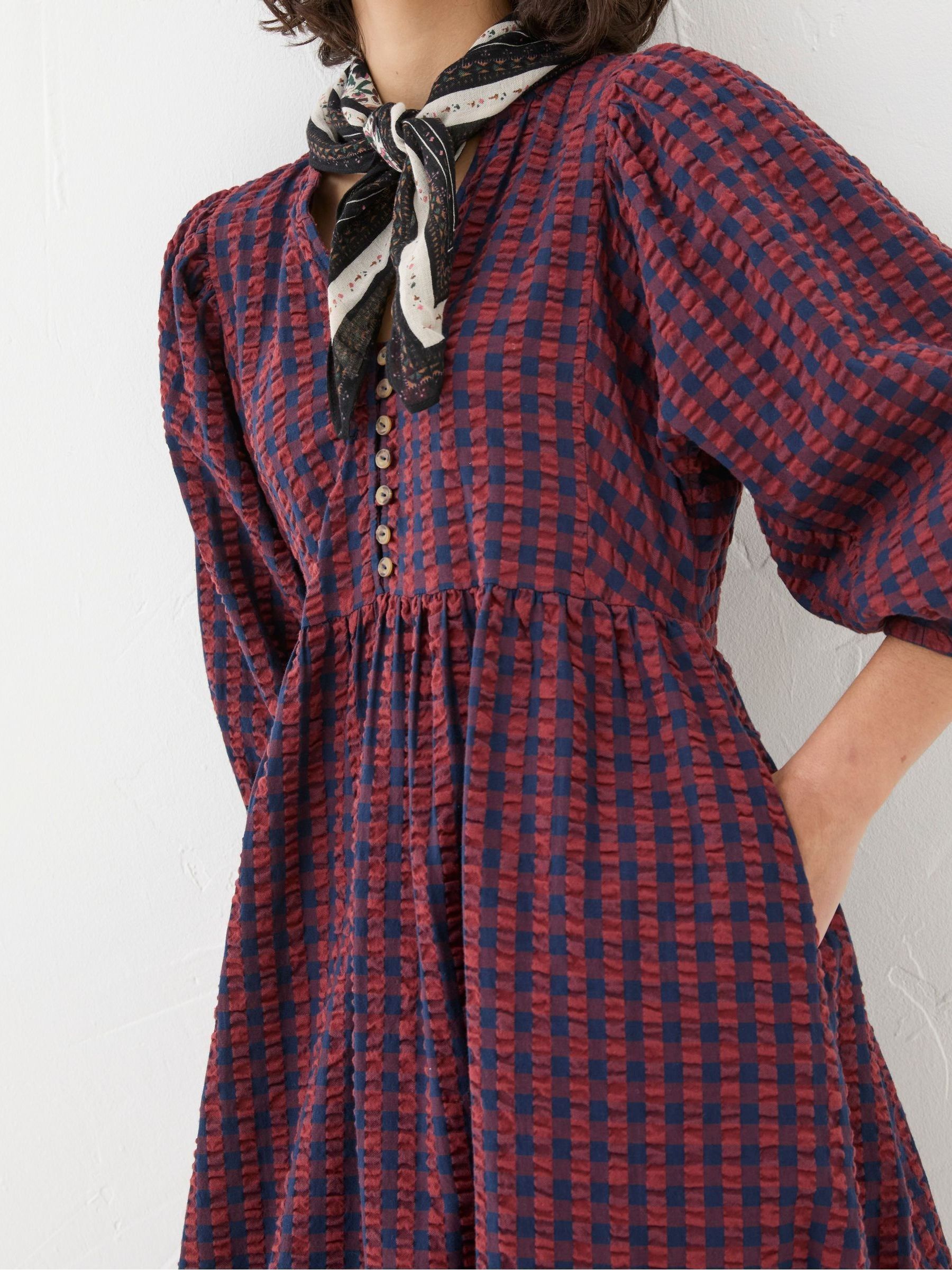 Ceil Burgundy Red Check Dress - Image 4 of 5