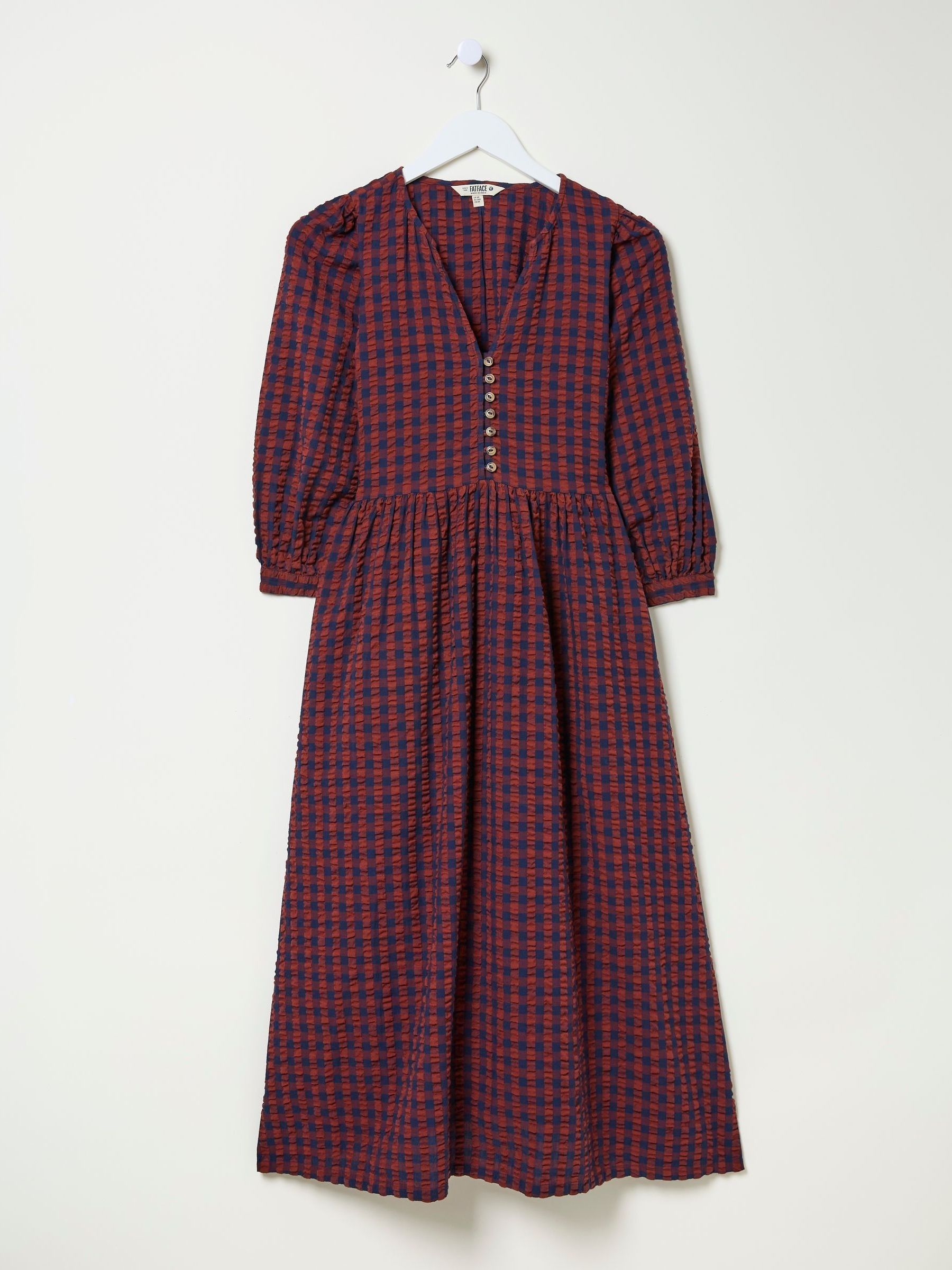 Ceil Burgundy Red Check Dress | FatFace USA