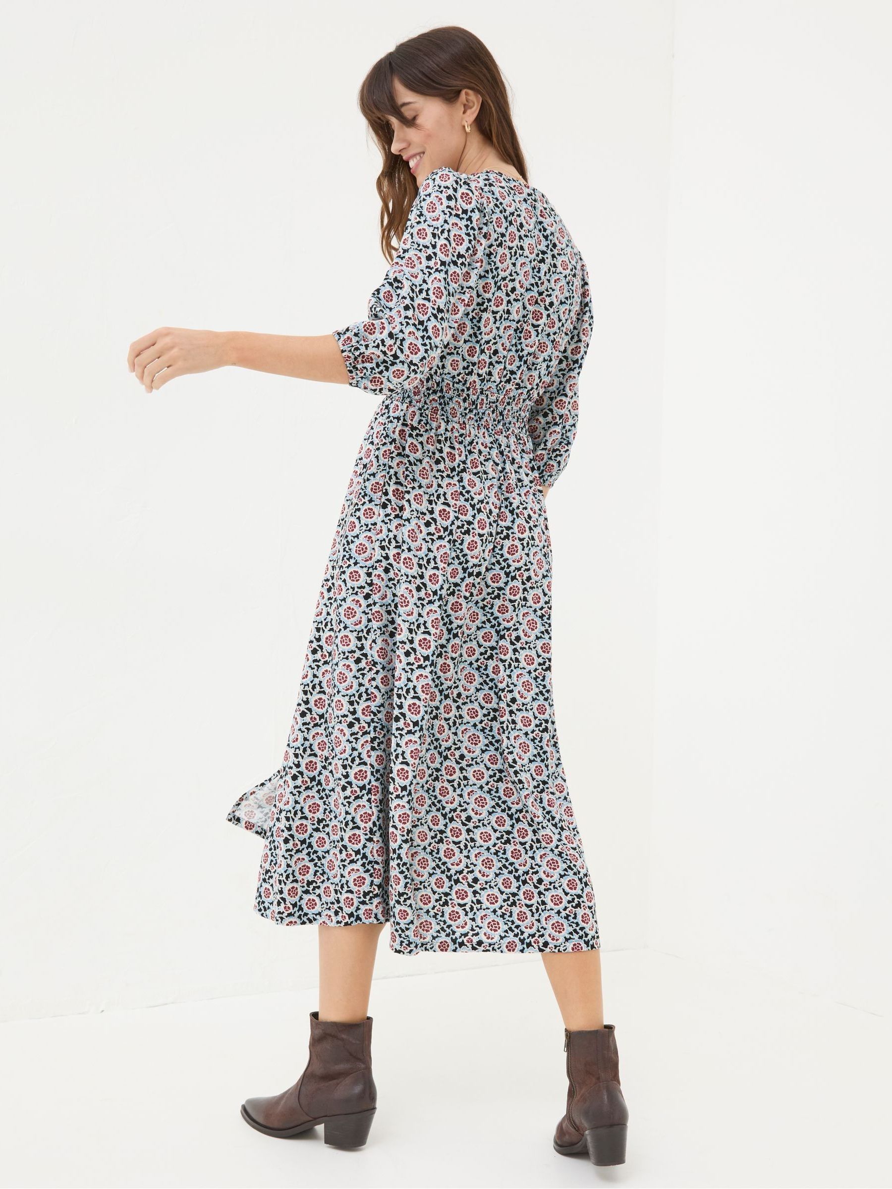 Rene Black Wild Floral Midi Dress FatFace Rene Black Wild Floral Midi Dress FatFace