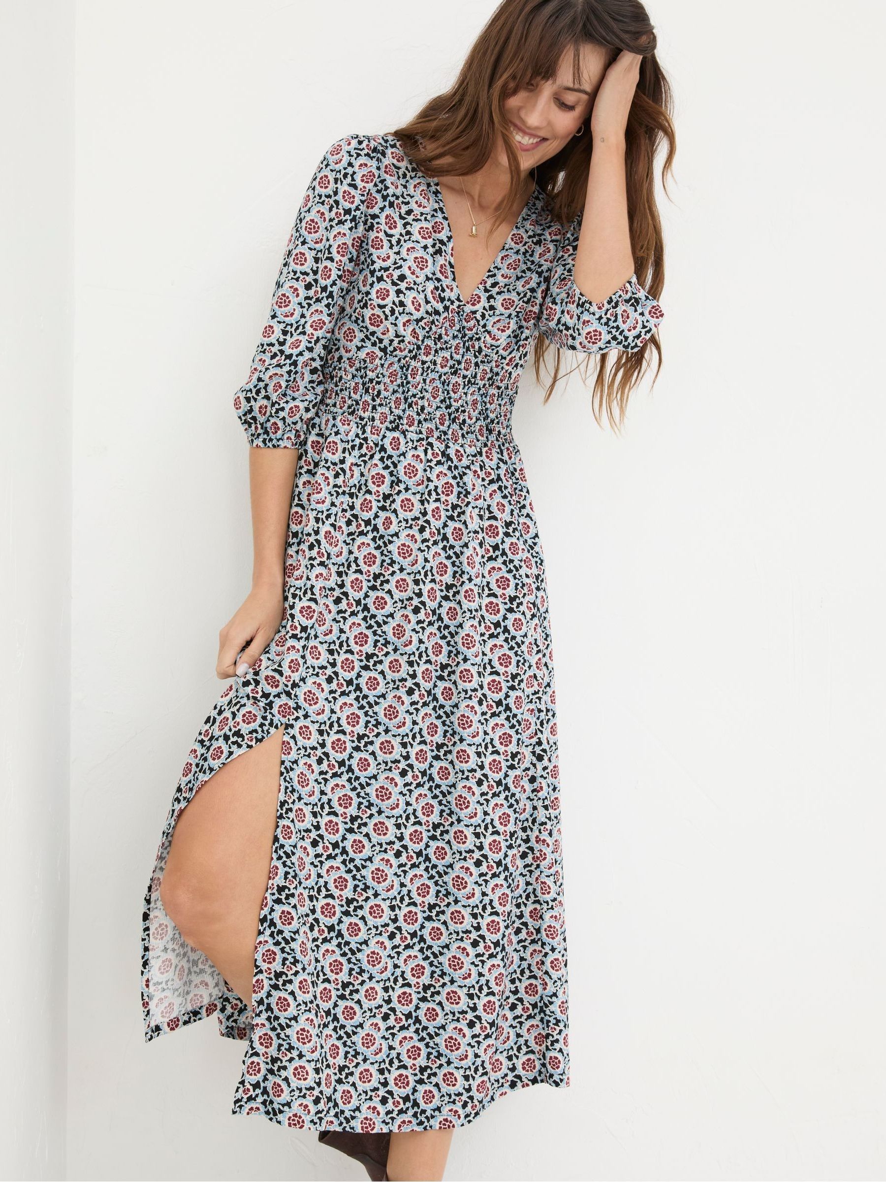 Rene Black Wild Floral Midi Dress - Image 3 of 6