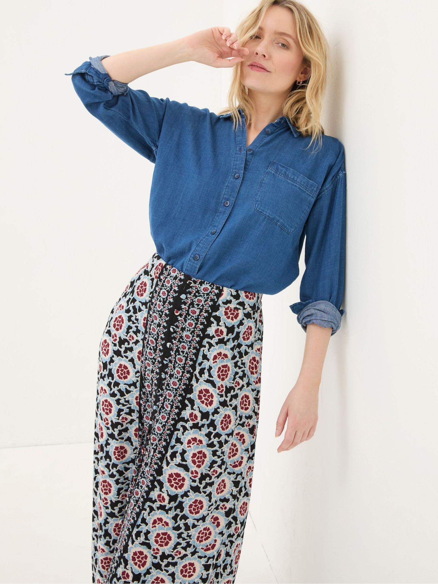 Arabella Black Wild Floral Midi Skirt - Image 3 of 6