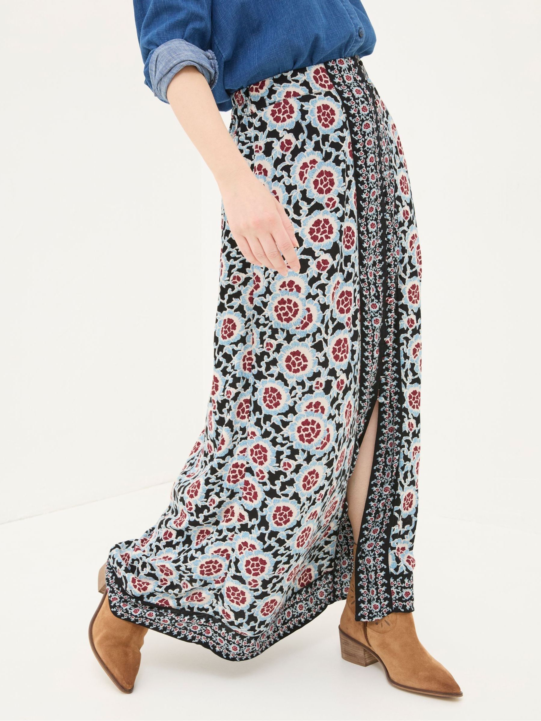 Arabella Black Wild Floral Midi Skirt - Image 4 of 6