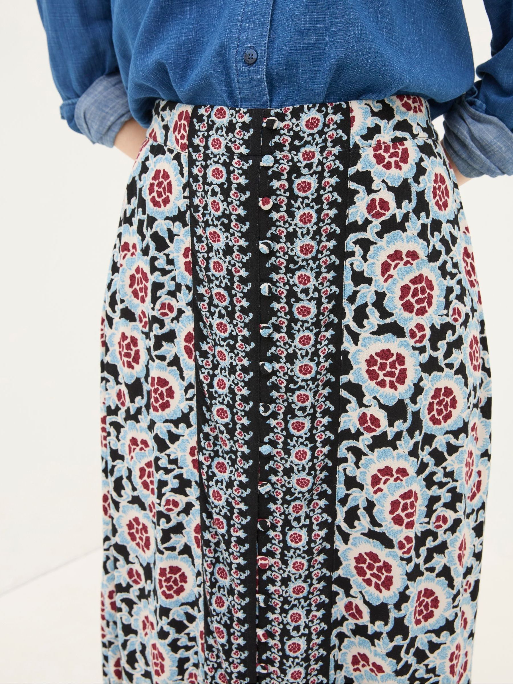 Arabella Black Wild Floral Midi Skirt - Image 5 of 6