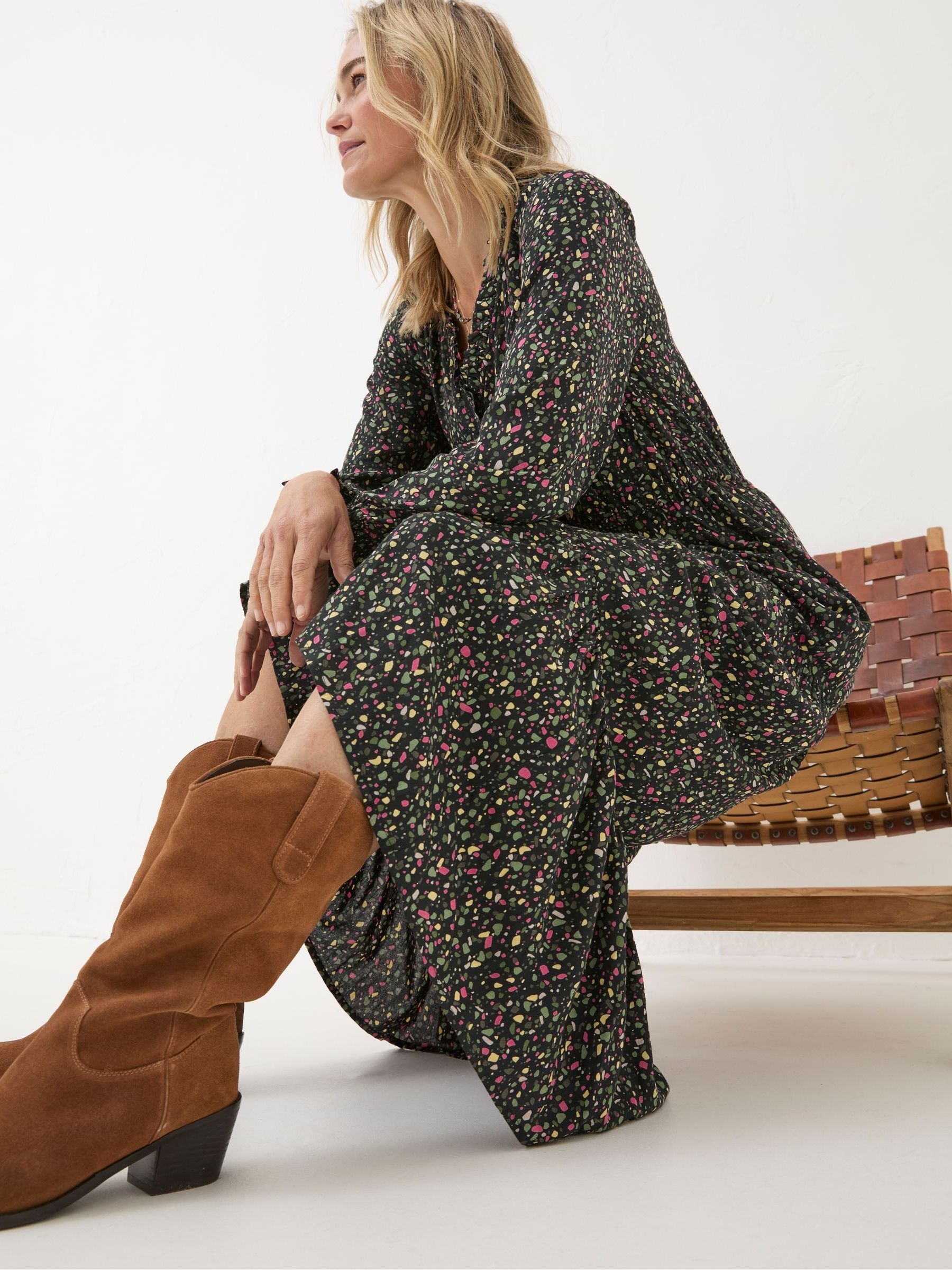 Dahlia Black Ditsy Maxi Dress - Image 5 of 7