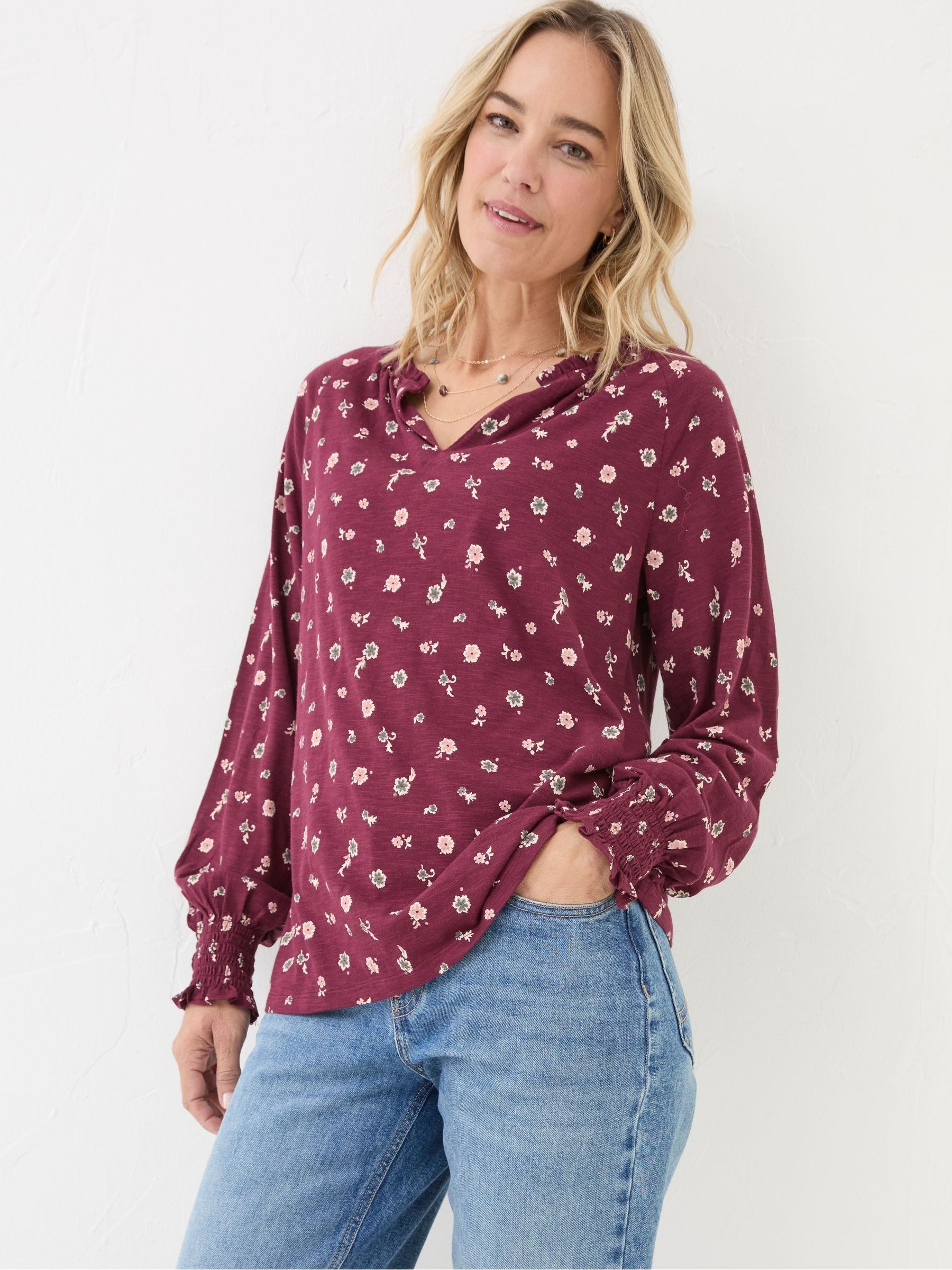 Florence Red Wild Ditsy Top - Image 1 of 5