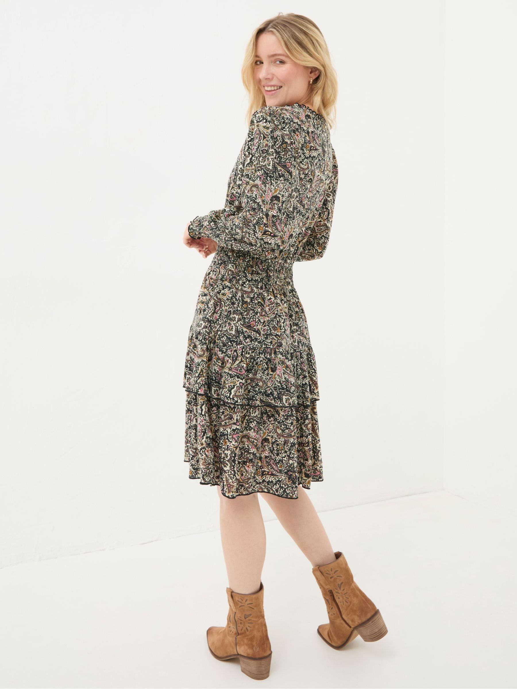 Amba Cream Wild Paisley Jersey Dress - Image 2 of 6