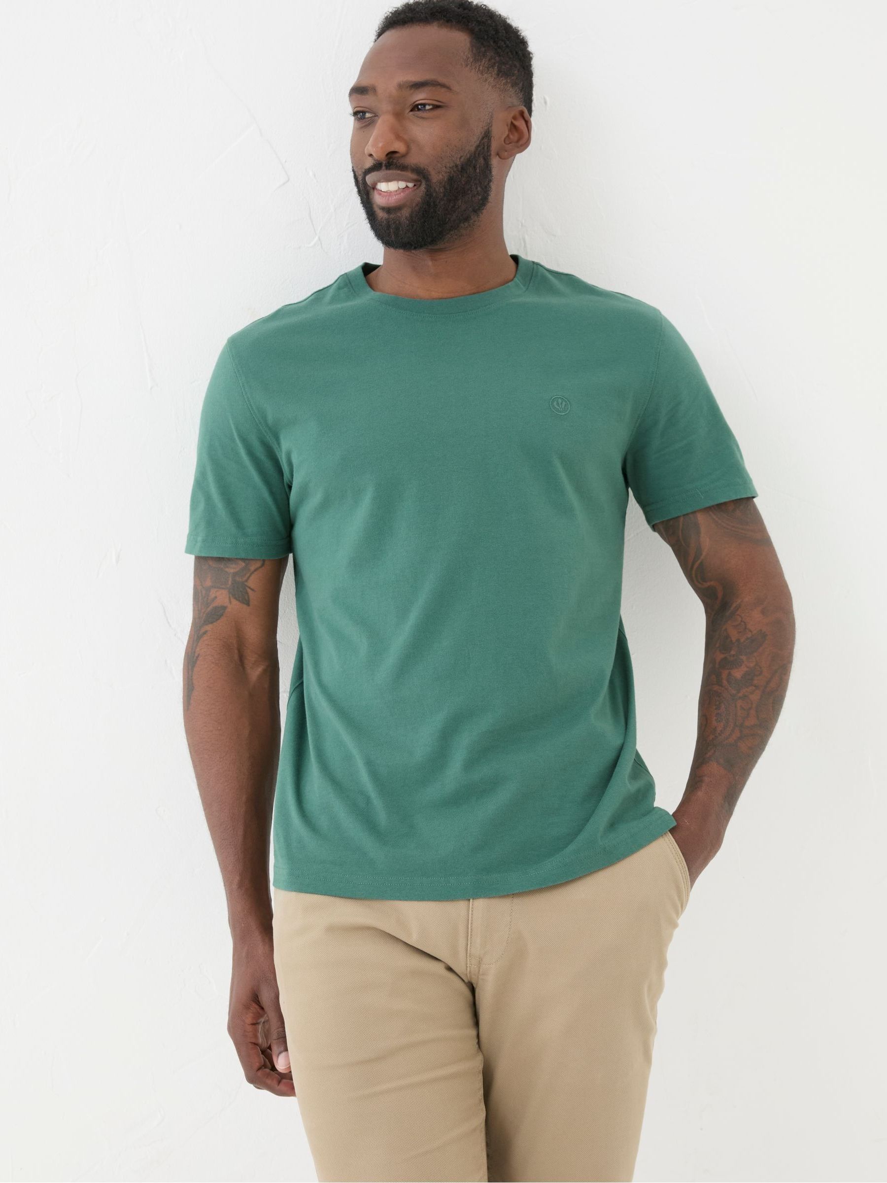 Lulworth Green 100% Cotton Organic Crew T-Shirt - Image 1 of 6