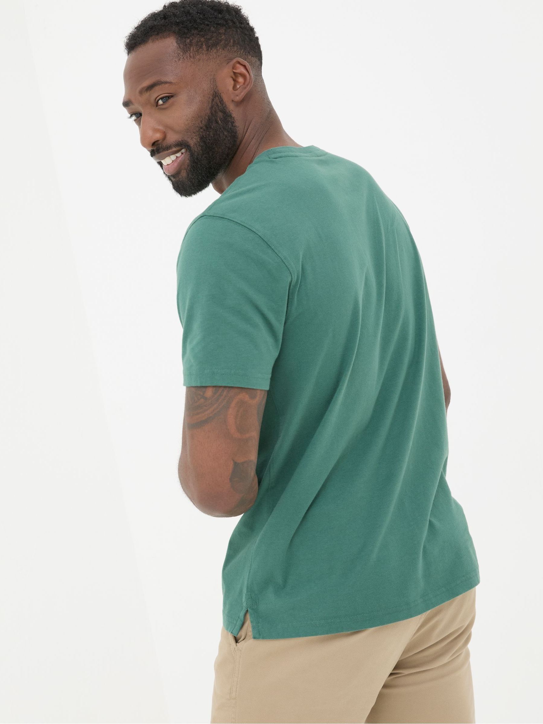 Lulworth Green 100% Cotton Organic Crew T-Shirt - Image 2 of 6