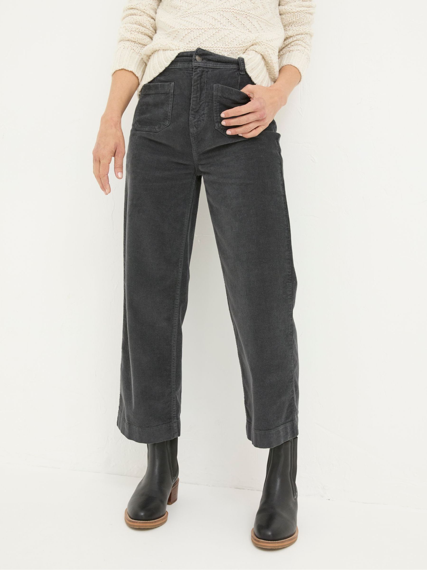 Keswick Charcoal Grey Wide Leg Crop Jeans FatFace