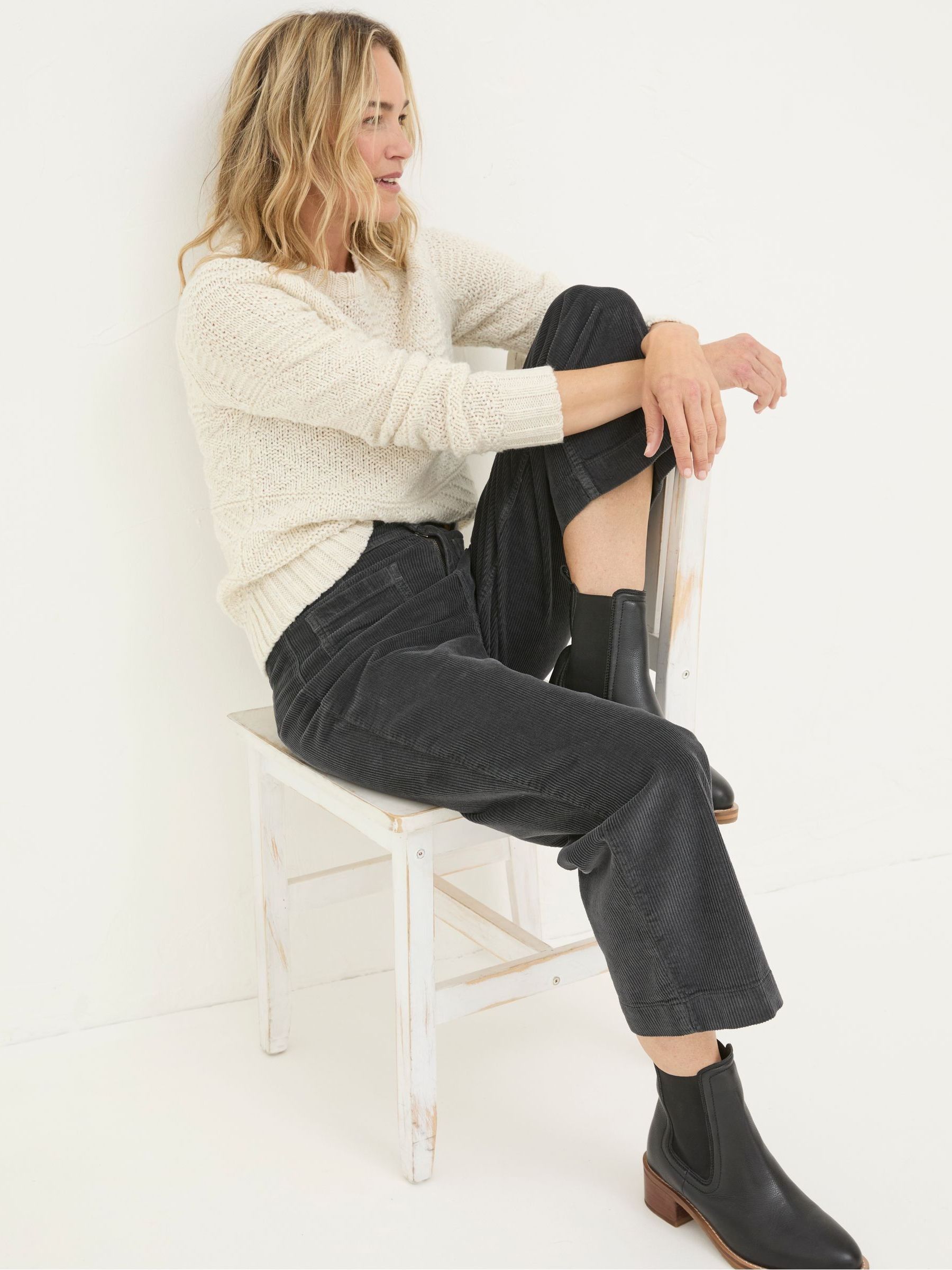 Keswick Charcoal Grey Wide Leg Crop Jeans - Image 3 of 6