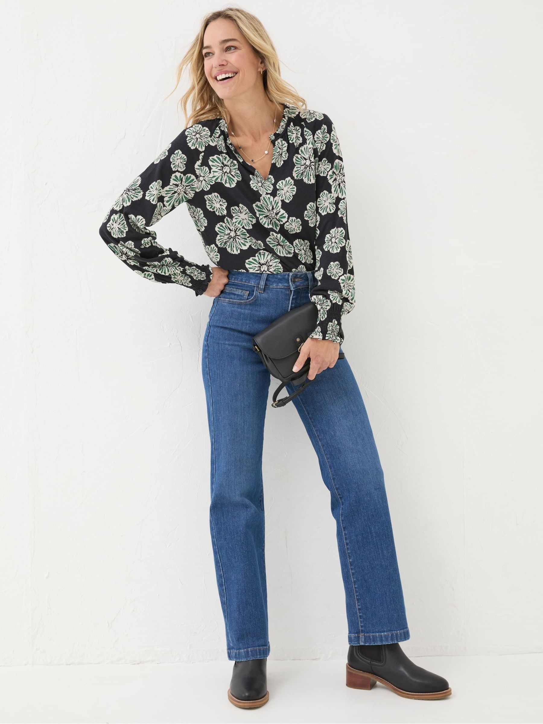 Florence Black Spaced Floral Top - Image 3 of 5