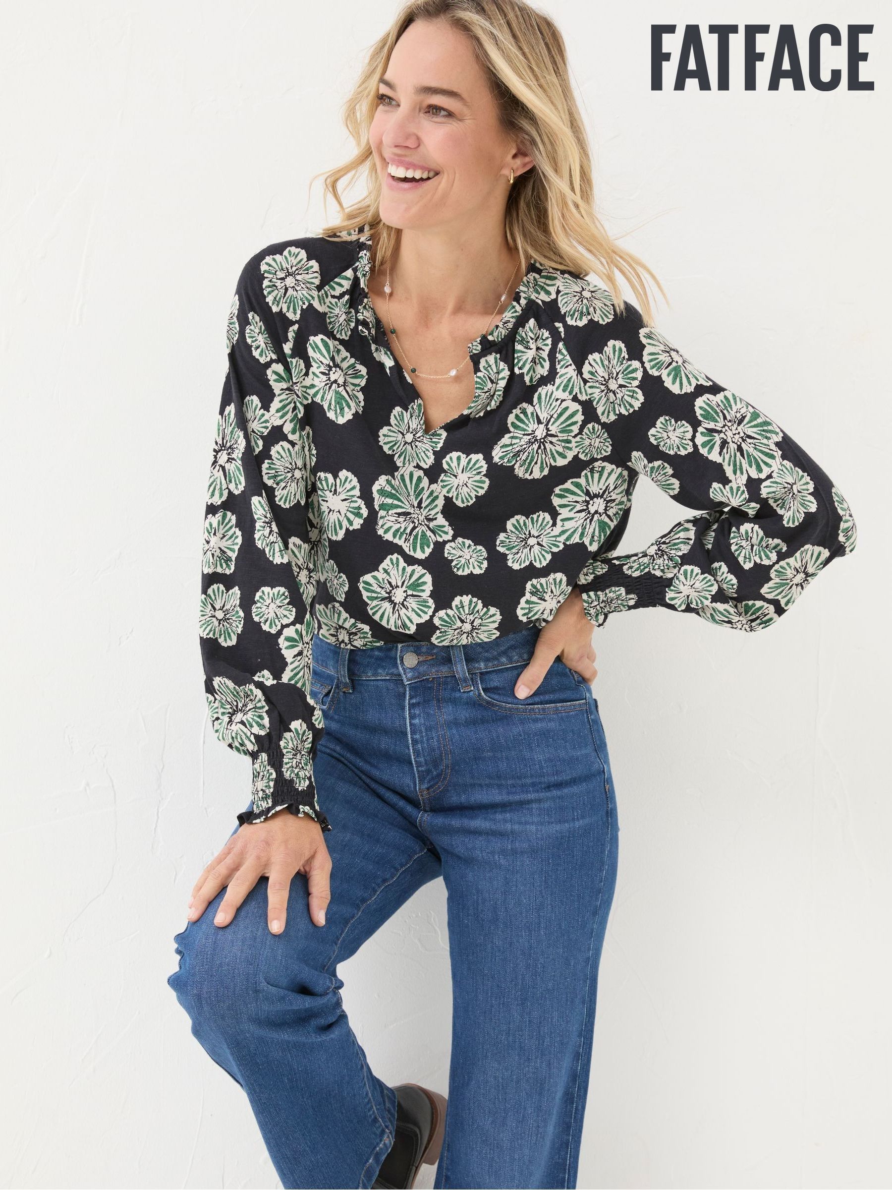 Florence Black Spaced Floral Top - Image 3 of 7