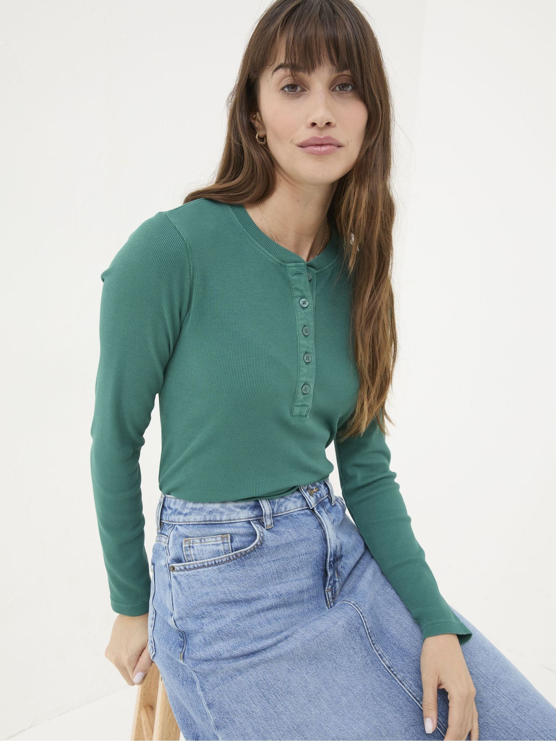 Hettie Green Rib Henley Top - Image 4 of 6