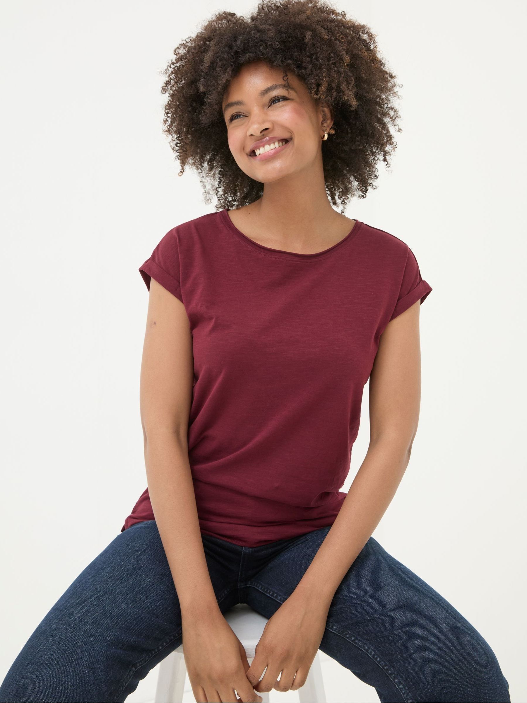 Ivy Organic Cotton Burgundy Red T-Shirt - Image 3 of 5