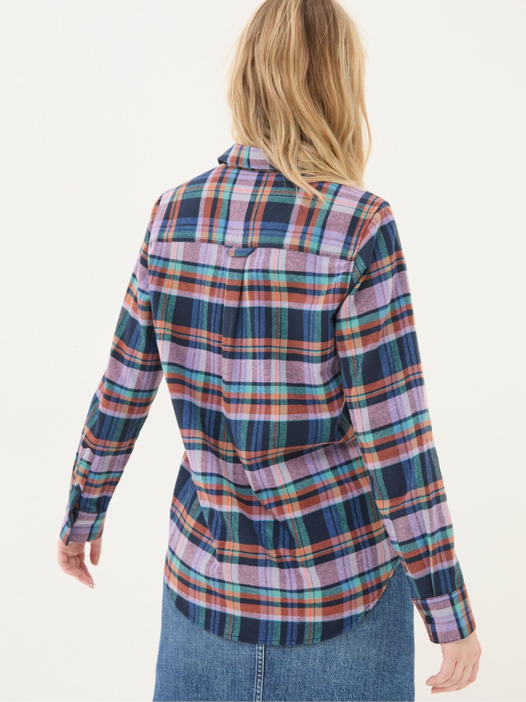 Olivia Cobalt Blue 100% Cotton Check Shirt - Image 2 of 6