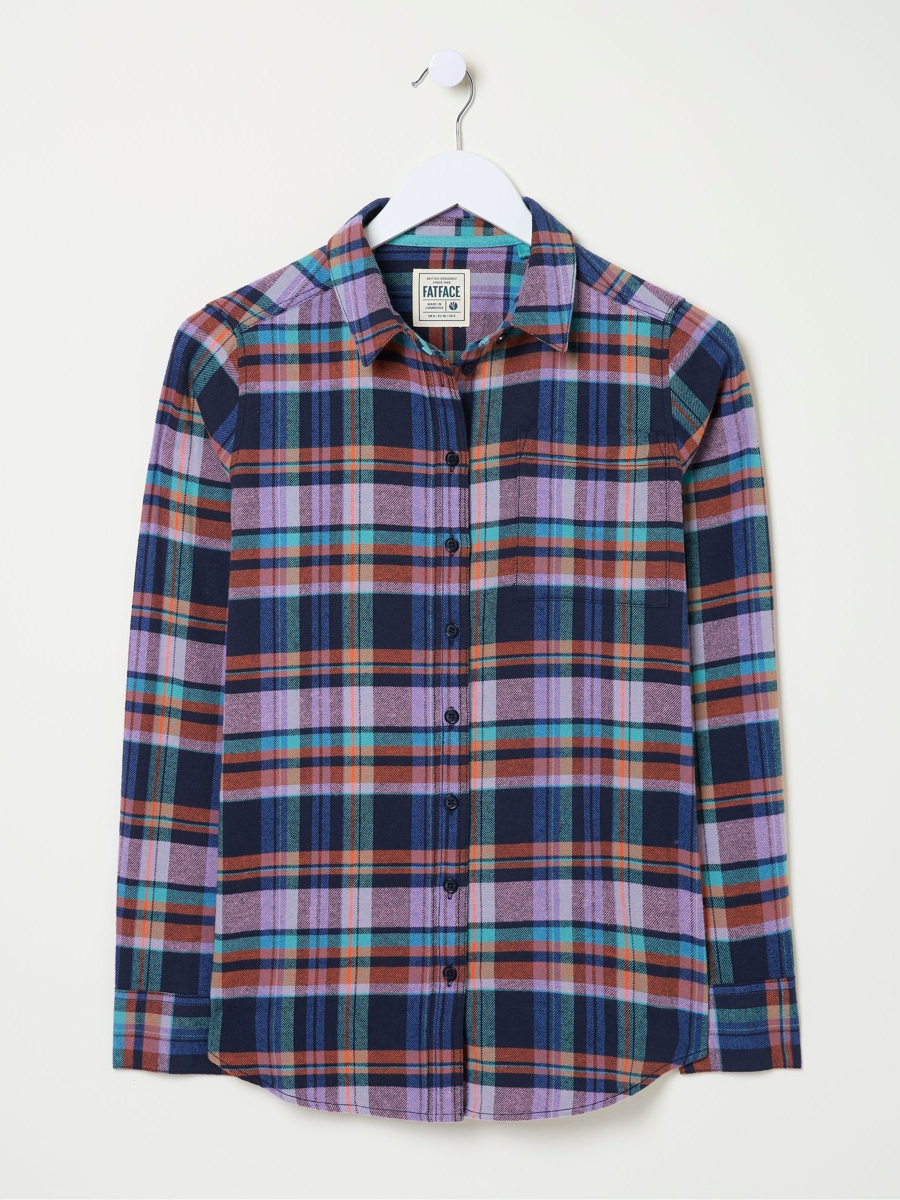 Olivia Cobalt Blue 100% Cotton Check Shirt - Image 6 of 6