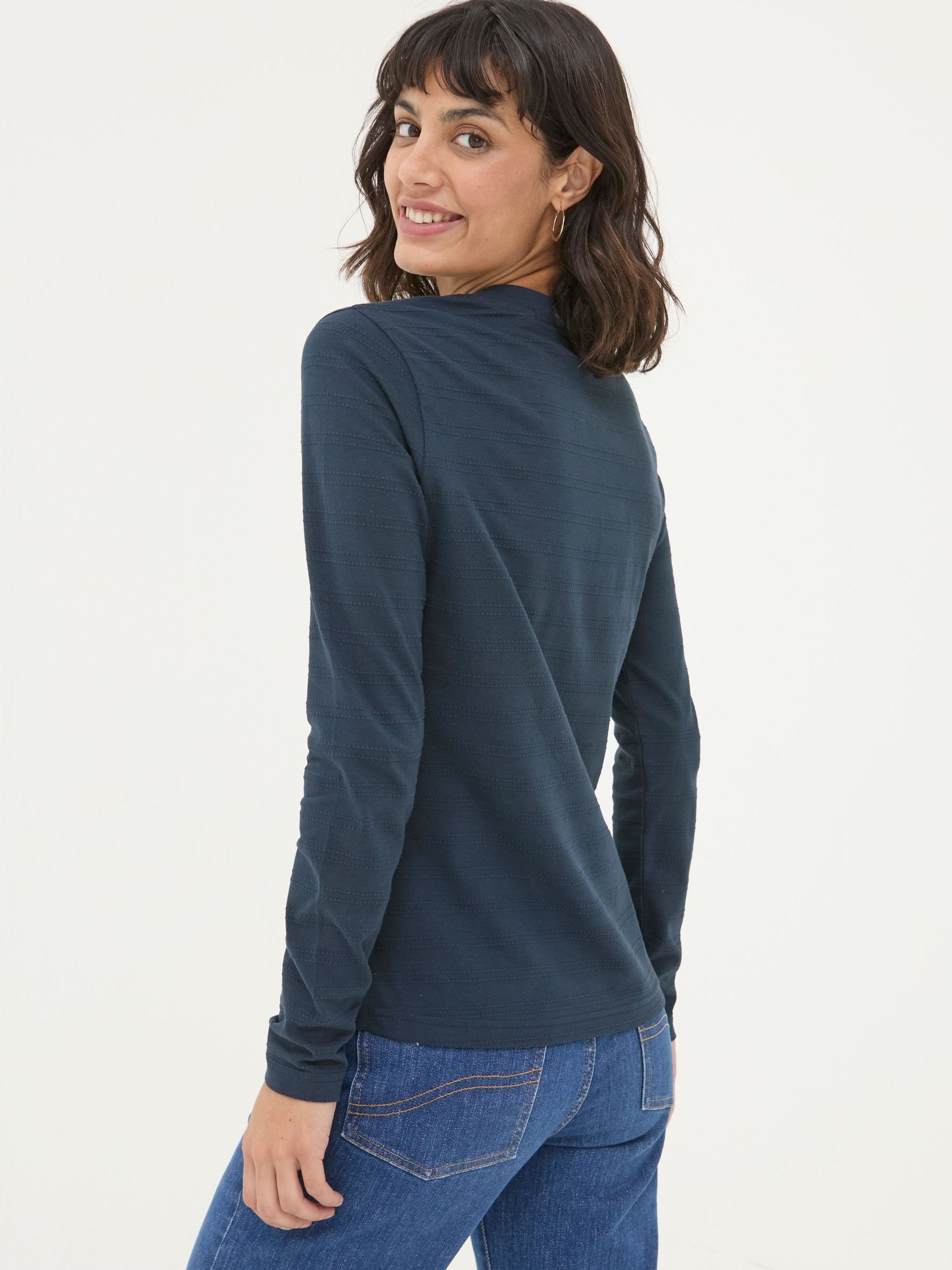 Hettie Blue Rib Henley Top - Image 3 of 5