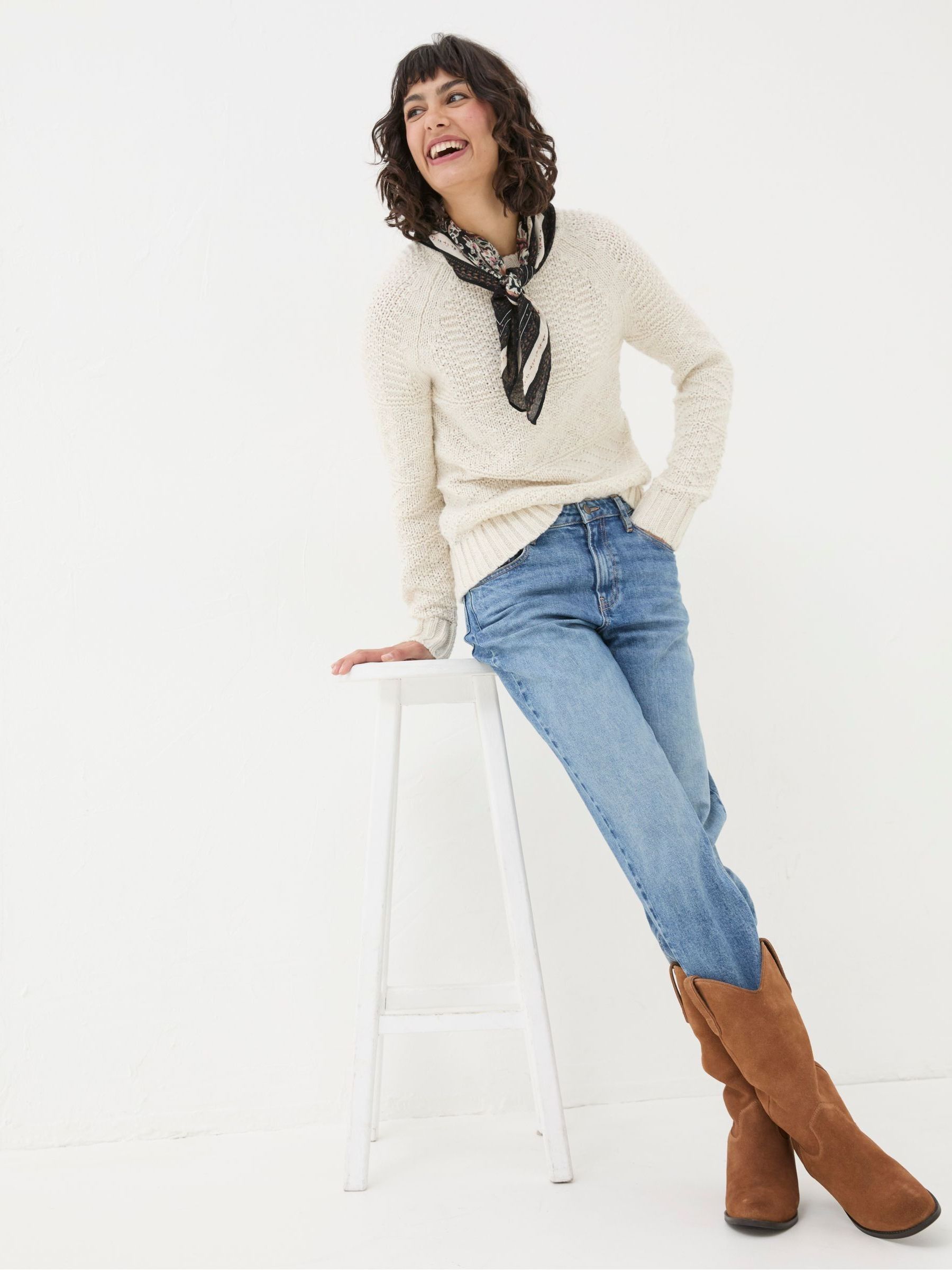 Cream Texture Cable Jumper - Image 3 of 5