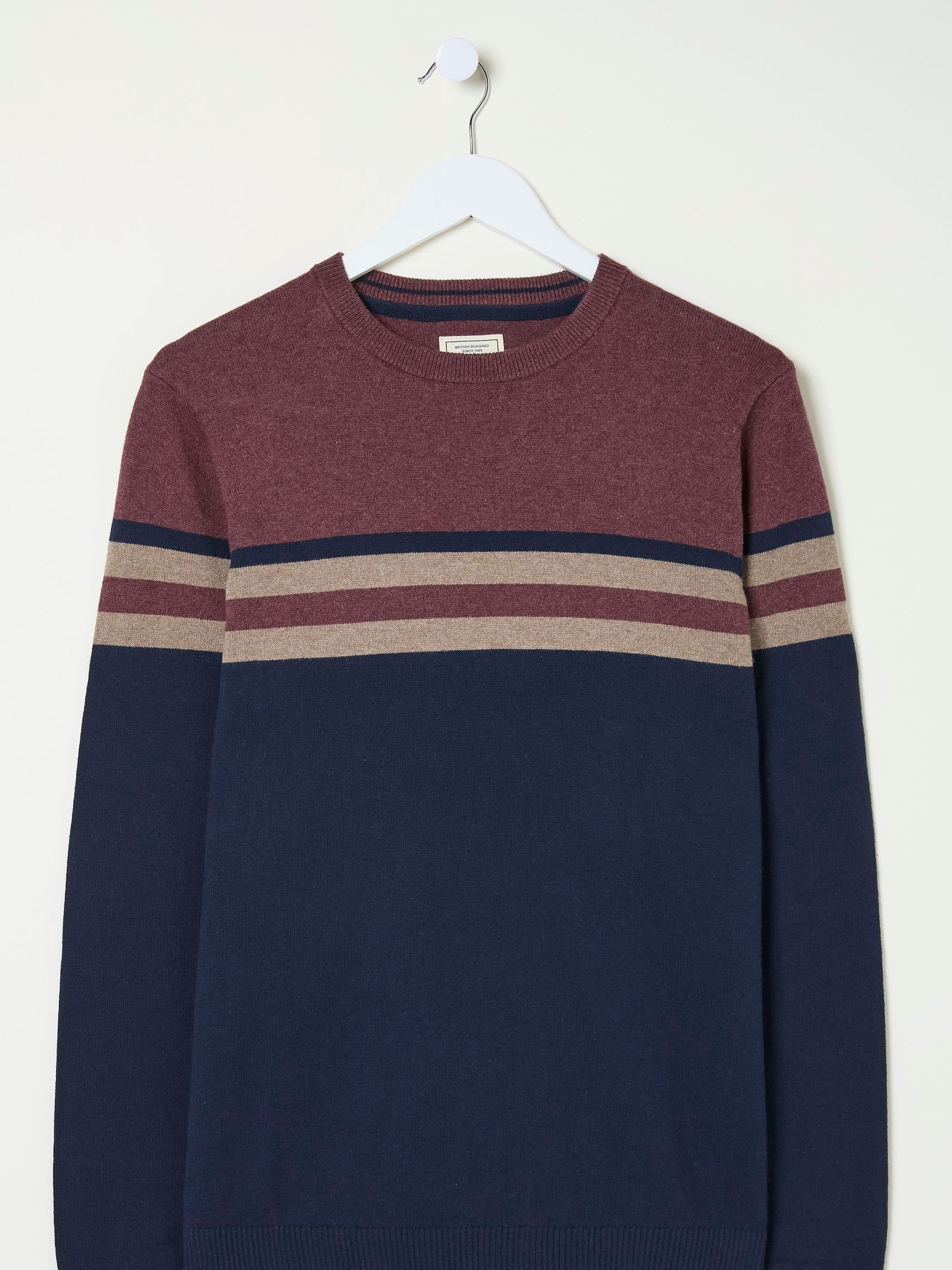 Rye Burgundy Red Cotton Cashmere Crew Neck Jumper - Image 3 of 3