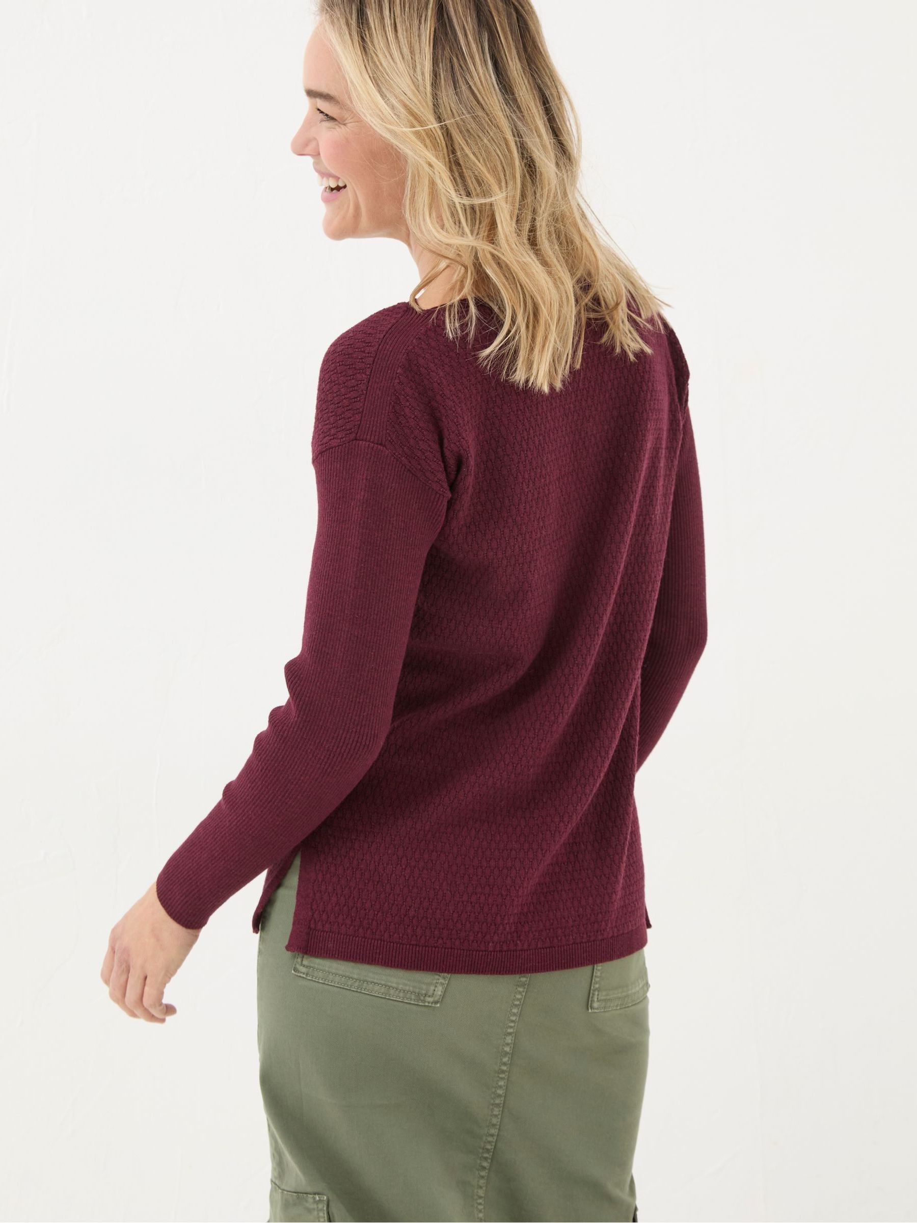 Sophie Burgundy Red Boat Neck Jumper - Image 3 of 6