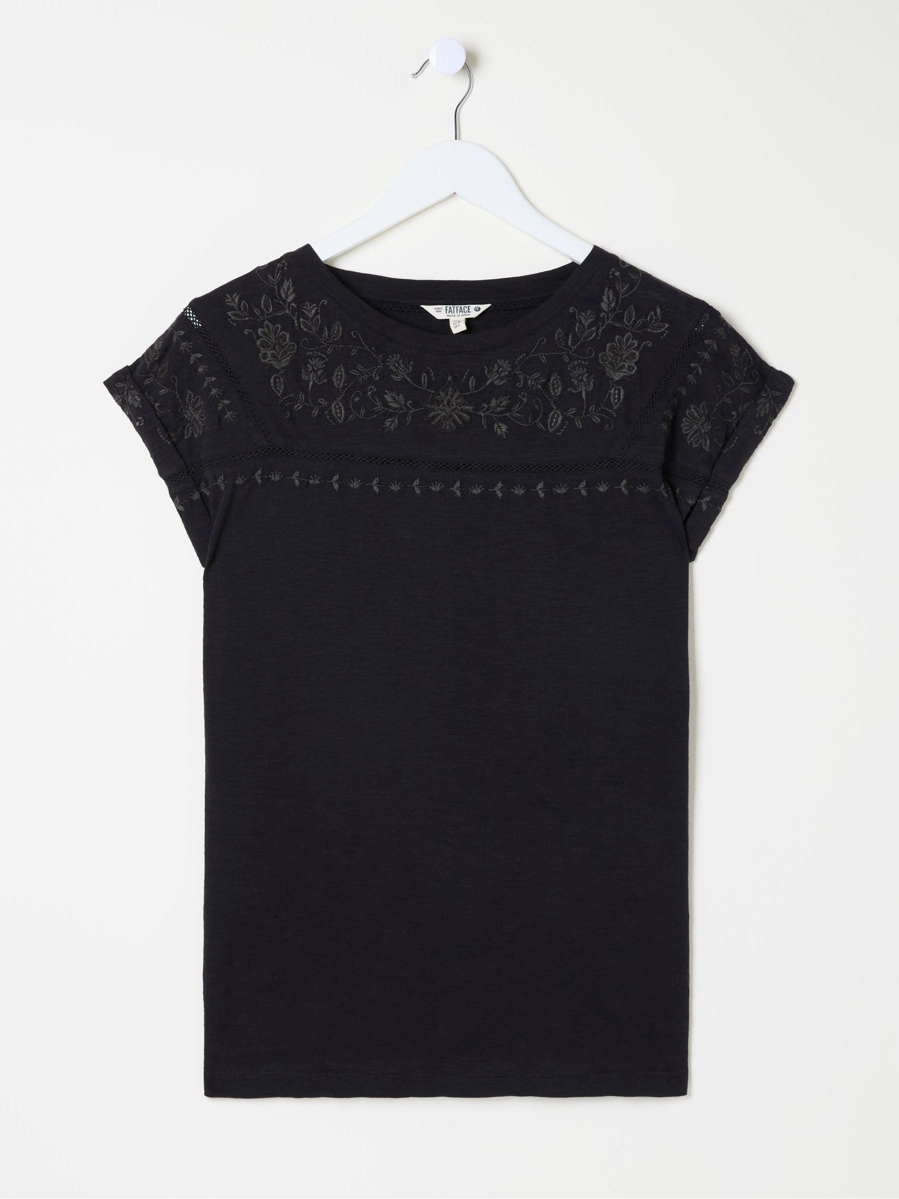 Ivy Black Embroidered T-Shirt - Image 1 of 6
