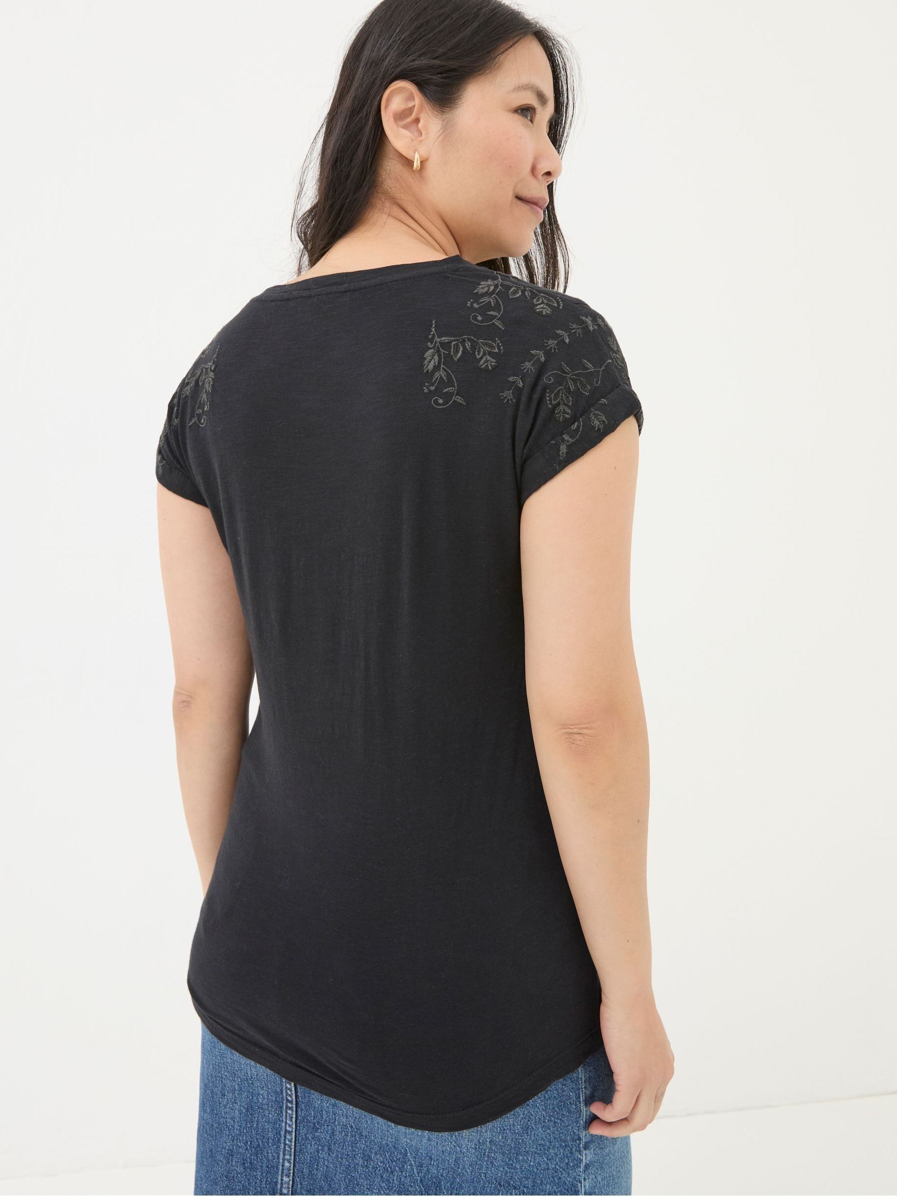 Ivy Black Embroidered T-Shirt - Image 2 of 6