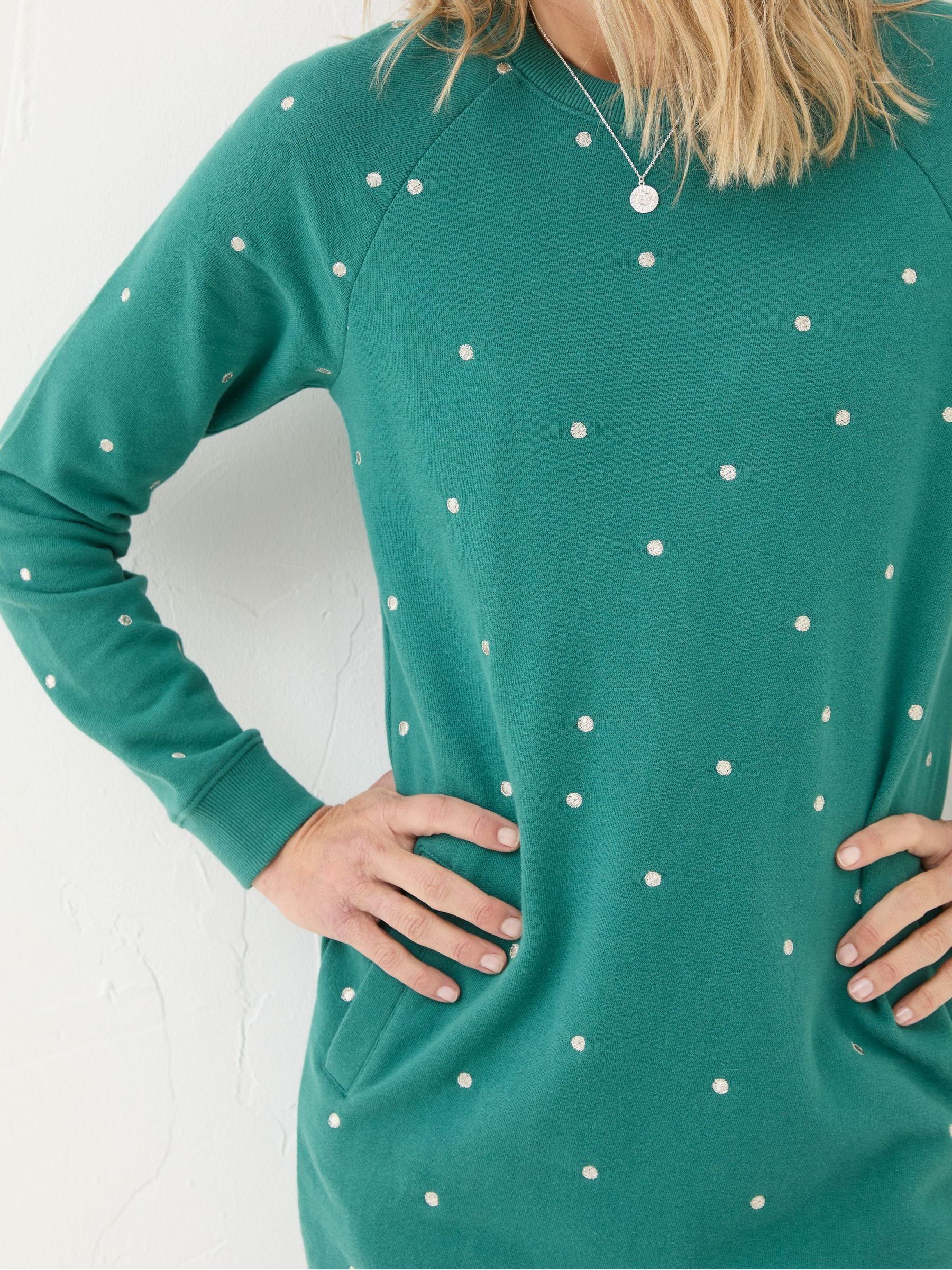Georgia Green Embroidered Sweat Dress | FatFace Georgia Green Embroidered Sweat Dress | FatFace