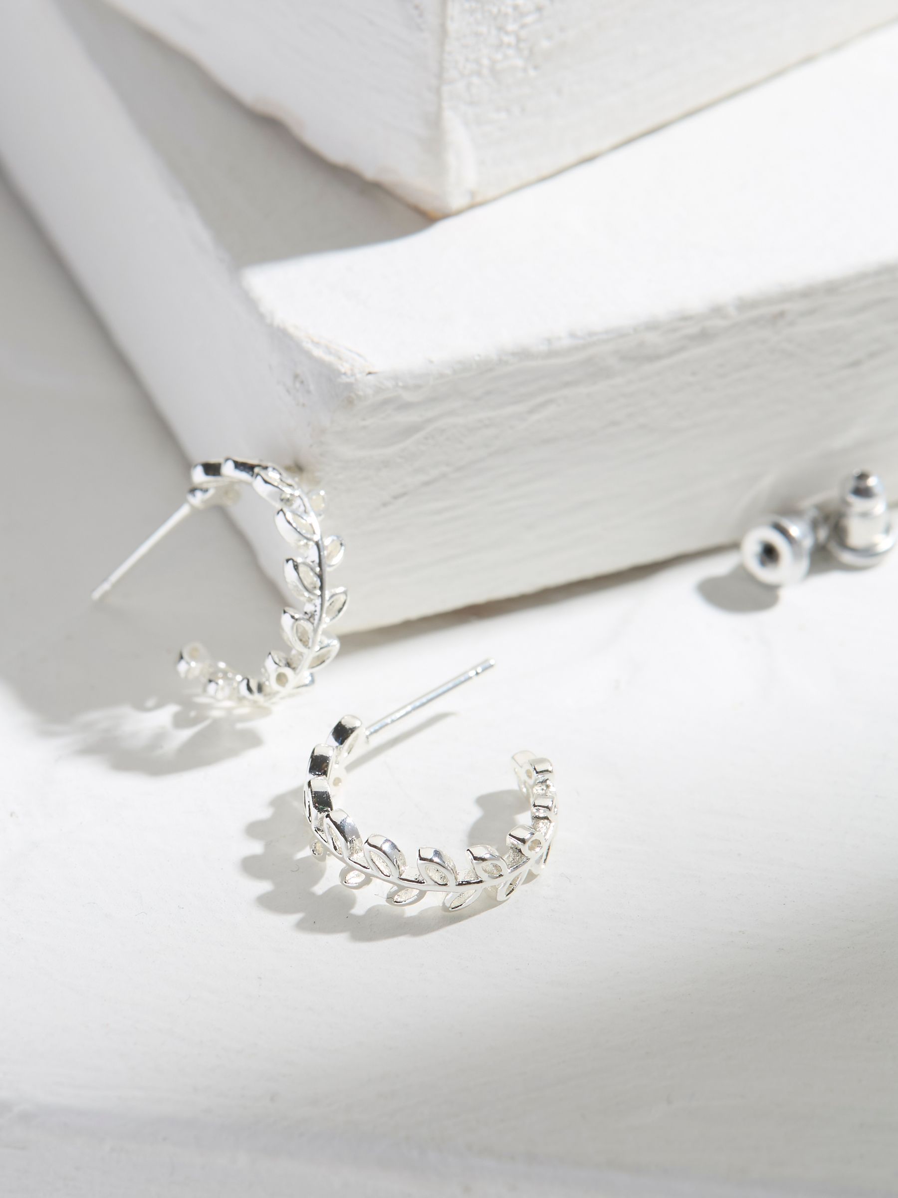 Daisy Silver Tone Tone Hoops Earrings - Image 2 of 3