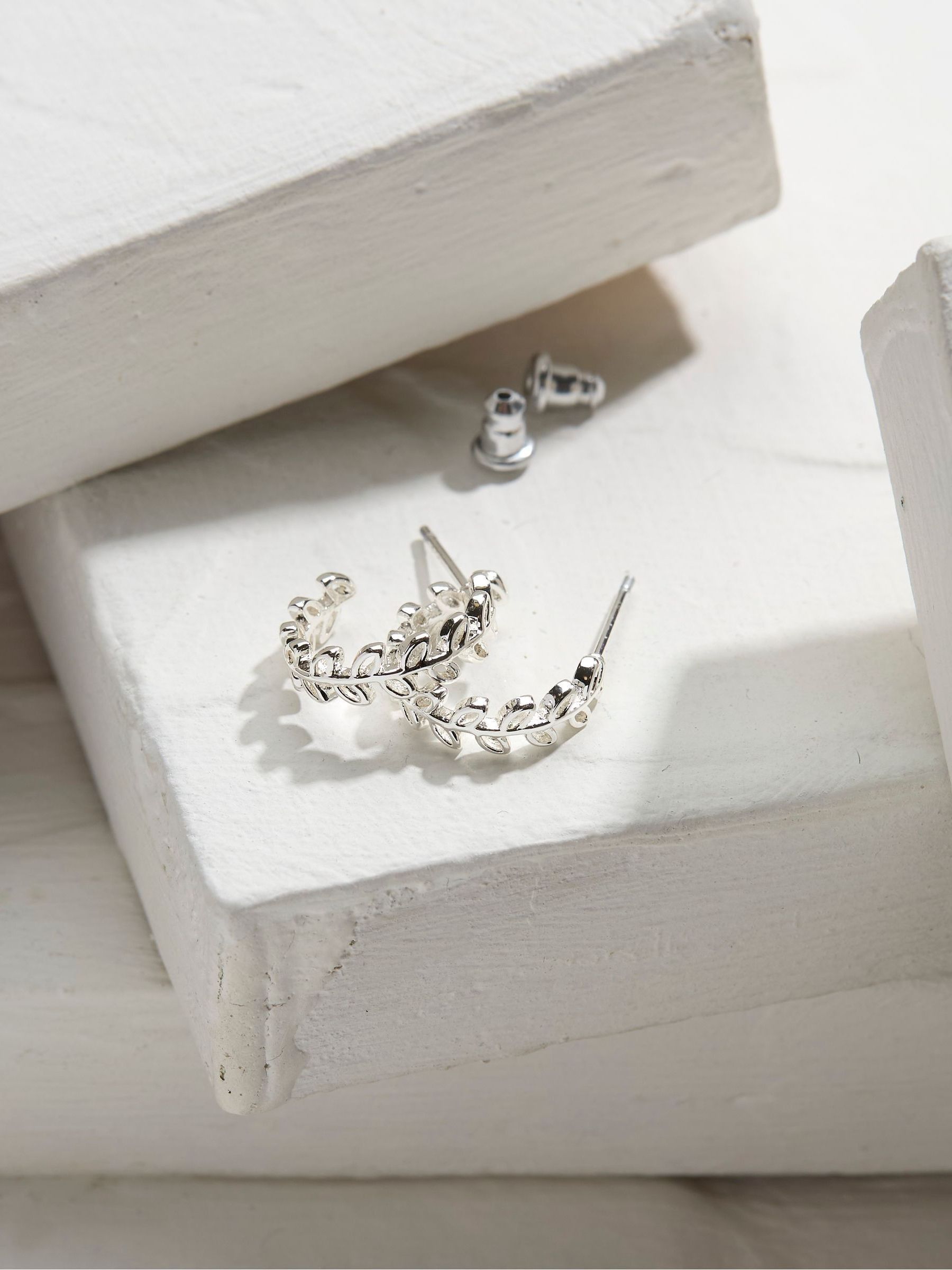 Daisy Silver Tone Tone Hoops Earrings - Image 3 of 3