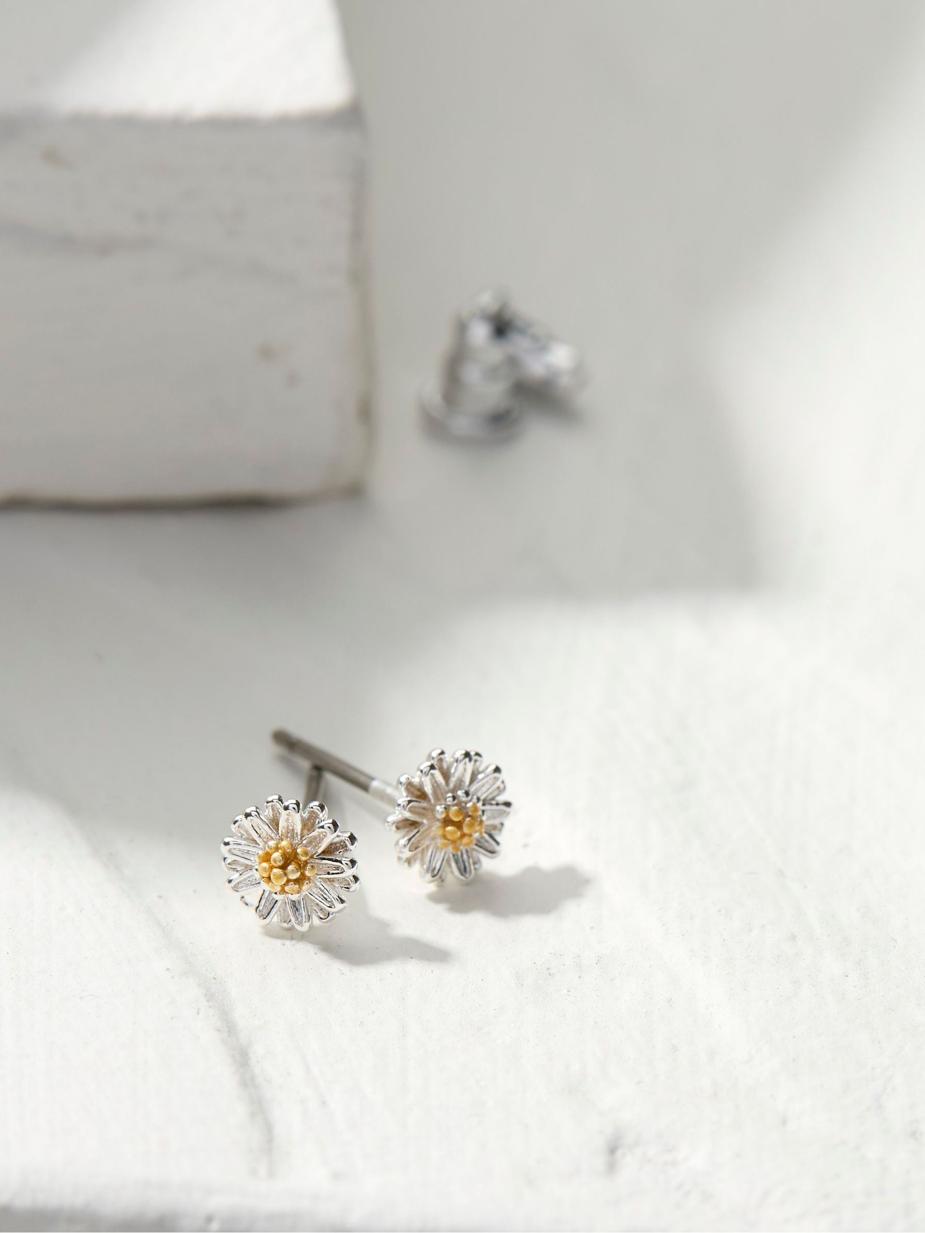 Daisy Silver Tone Studs Earrings - Image 2 of 2