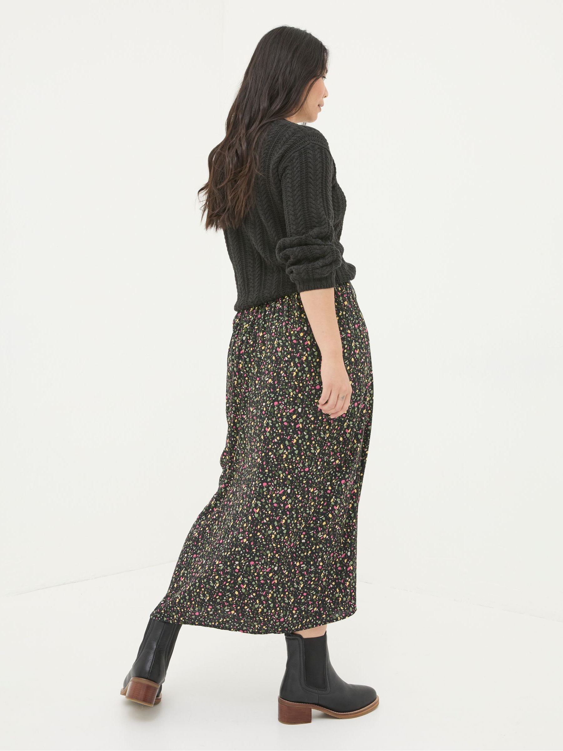 Arabella Black Ditsy Midi Skirt - Image 2 of 3