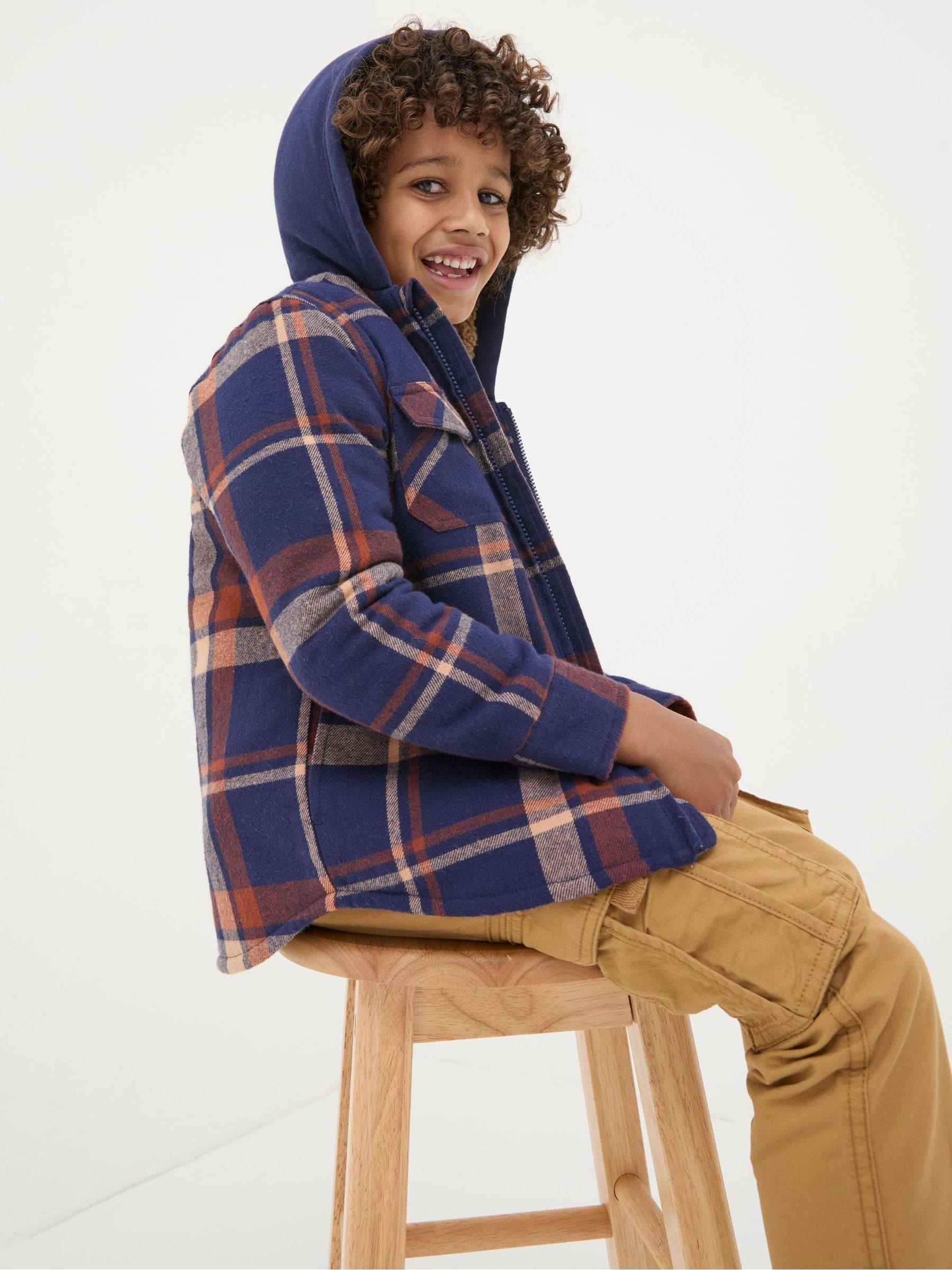 Navy Blue Check Shacket - Image 1 of 3