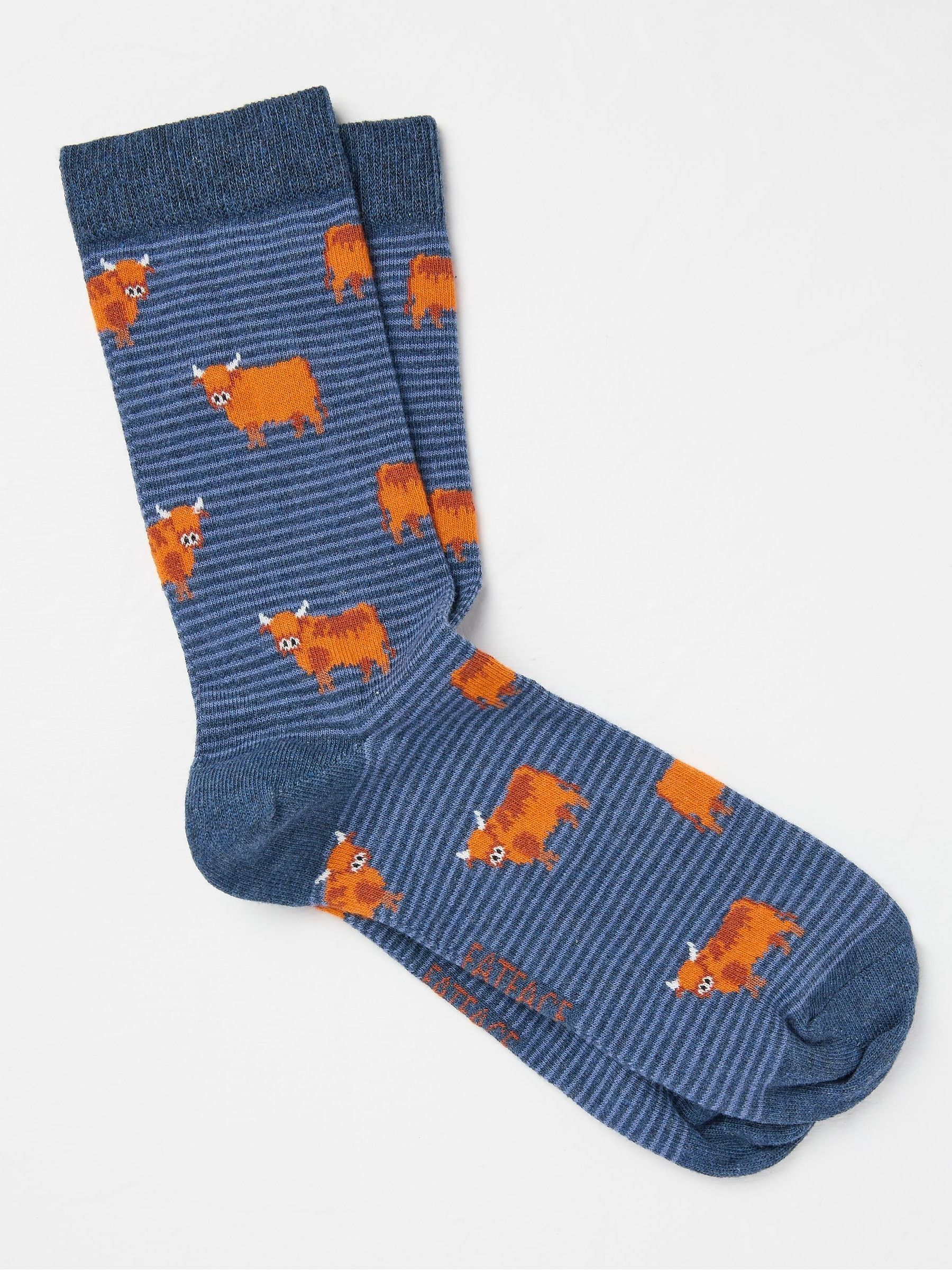 Navy Blue Highland Cow Men's Socks 1 Pack - Image 1 of 2