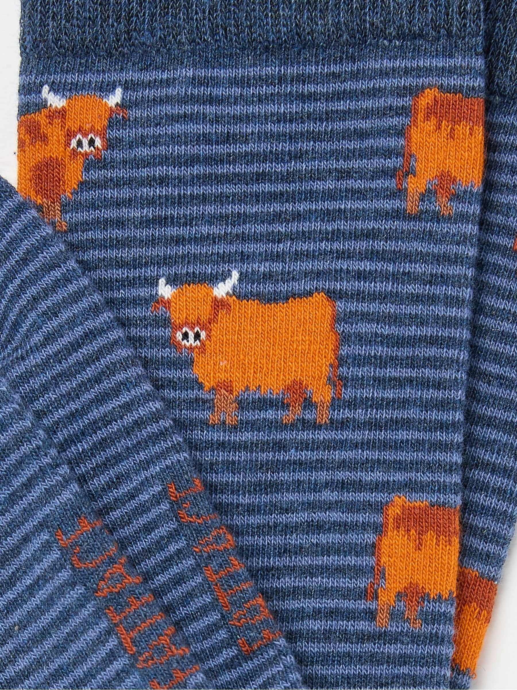 Navy Blue Highland Cow Men's Socks 1 Pack - Image 2 of 2