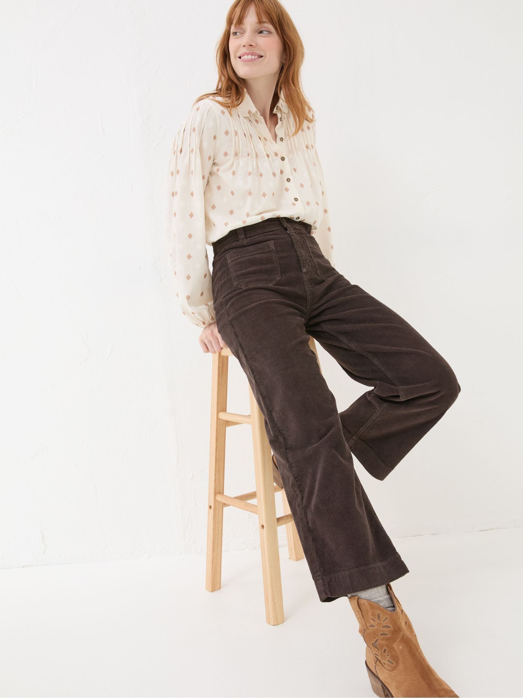 Keswick Brown Wide Leg Crop Jeans - Image 3 of 6