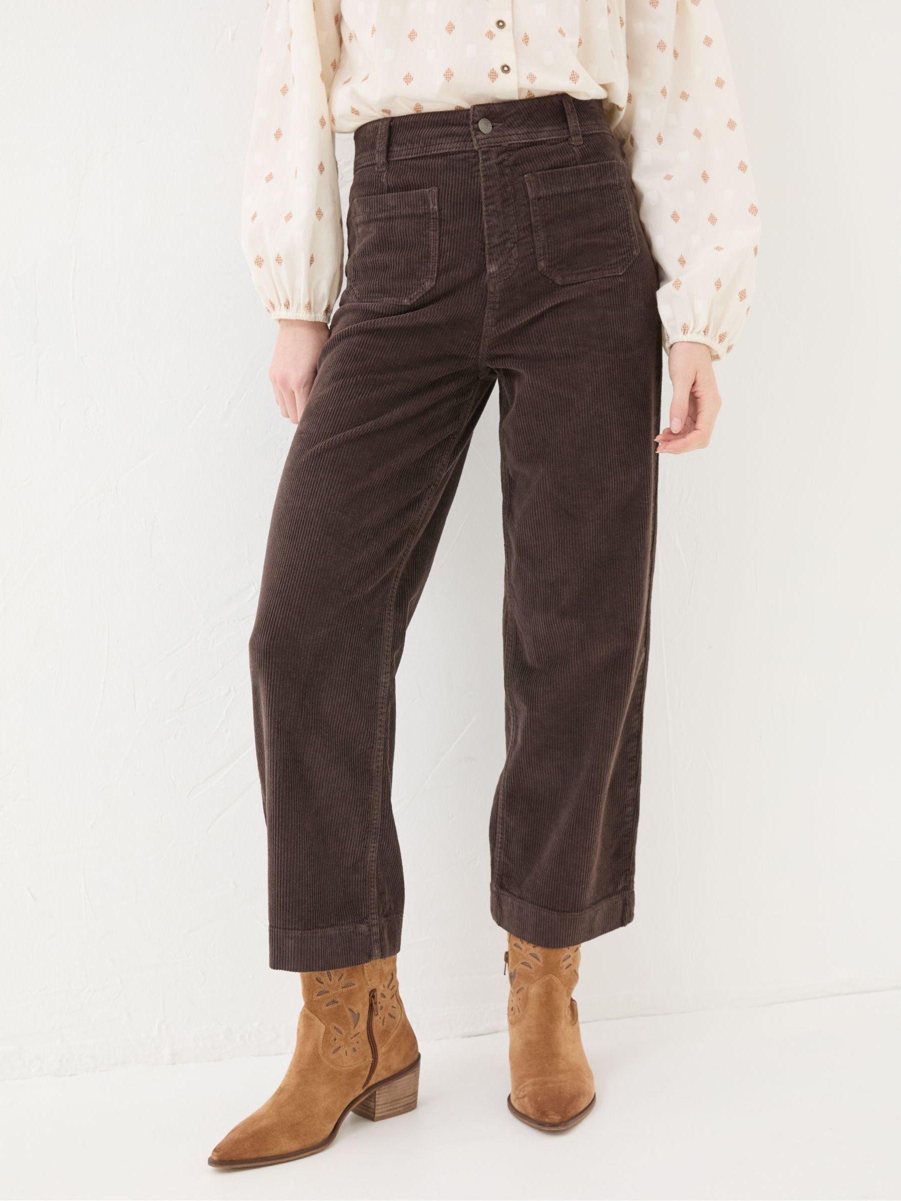Keswick Brown Wide Leg Crop Jeans - Image 4 of 6