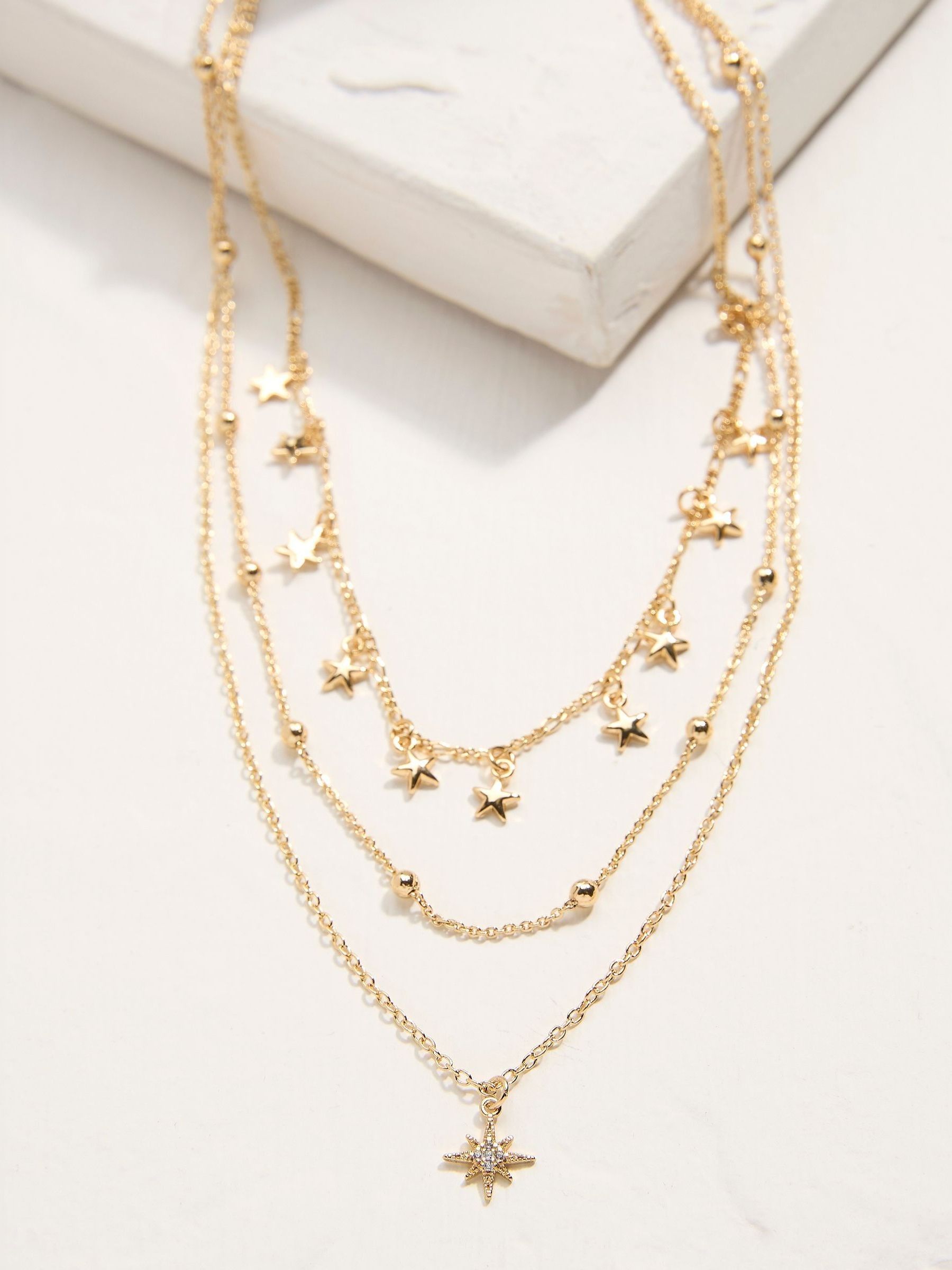 Gold Tone Multi Star Necklace - Image 2 of 2