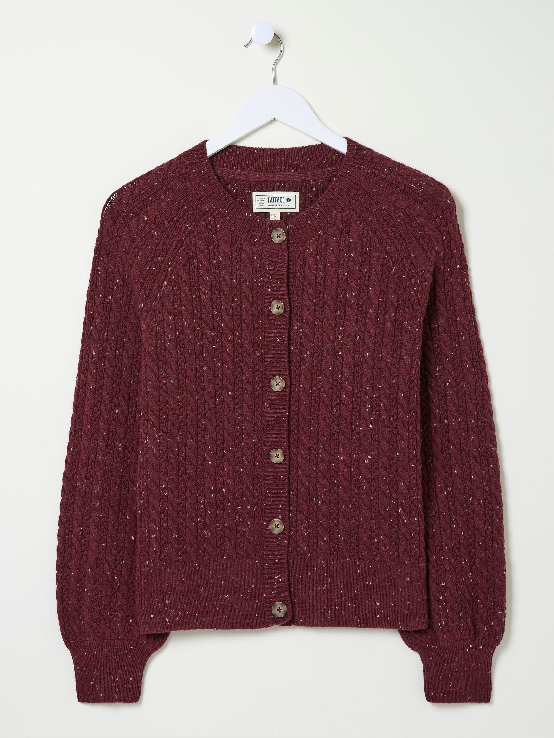 Chloe Dark Red Cable Cardigan - Image 1 of 6