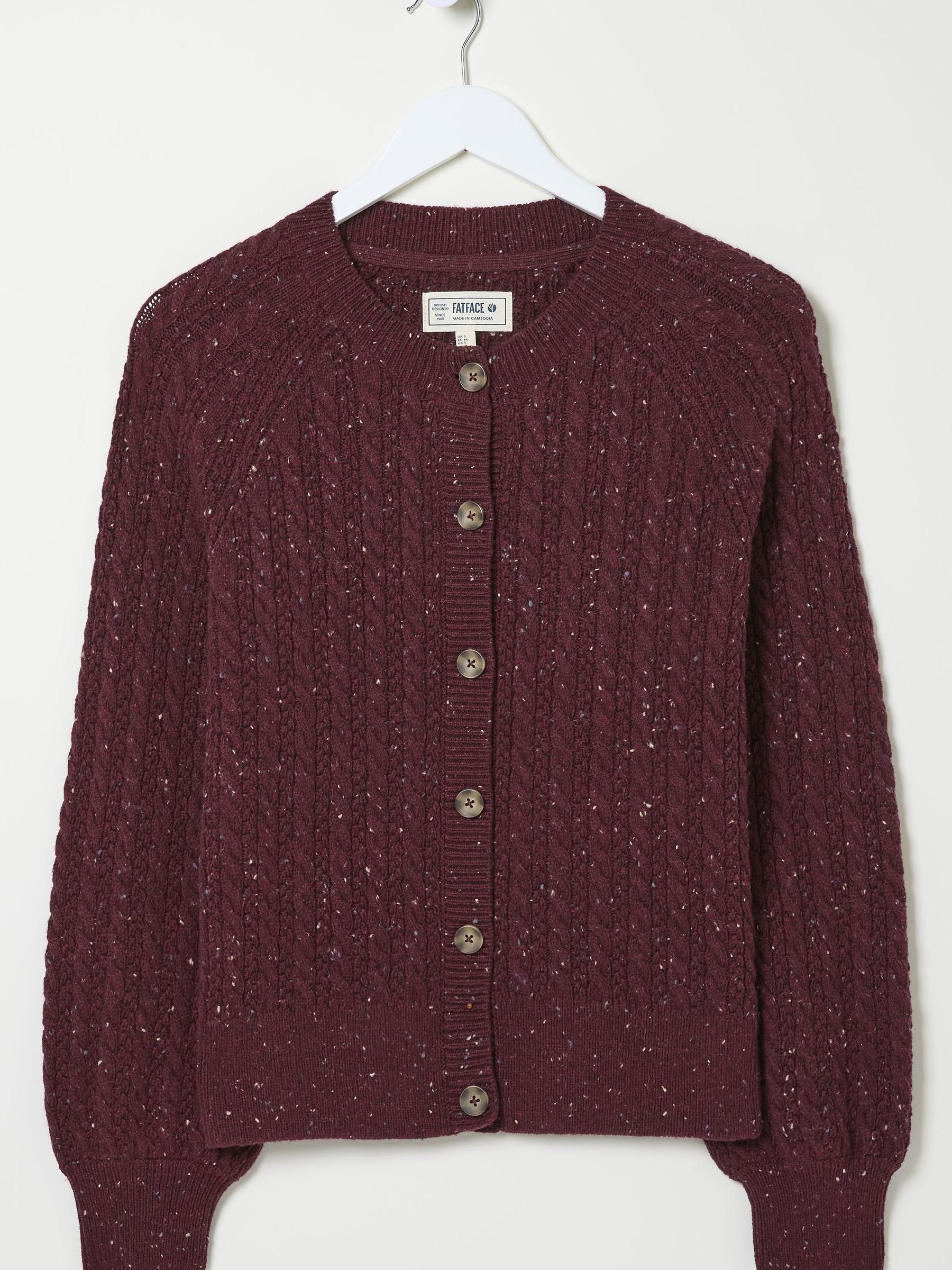 Chloe Dark Red Cable Cardigan - Image 6 of 6