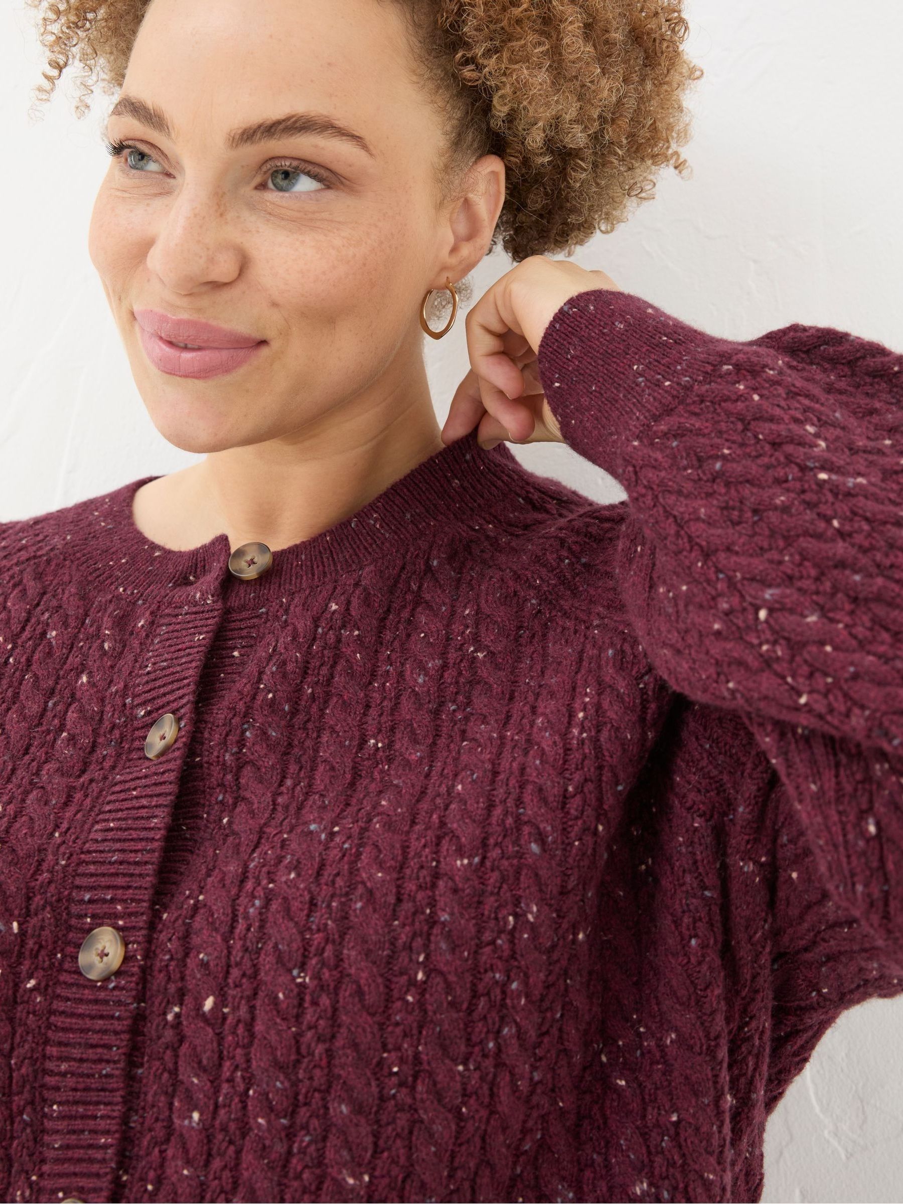 Chloe Dark Red Cable Cardigan - Image 8 of 9