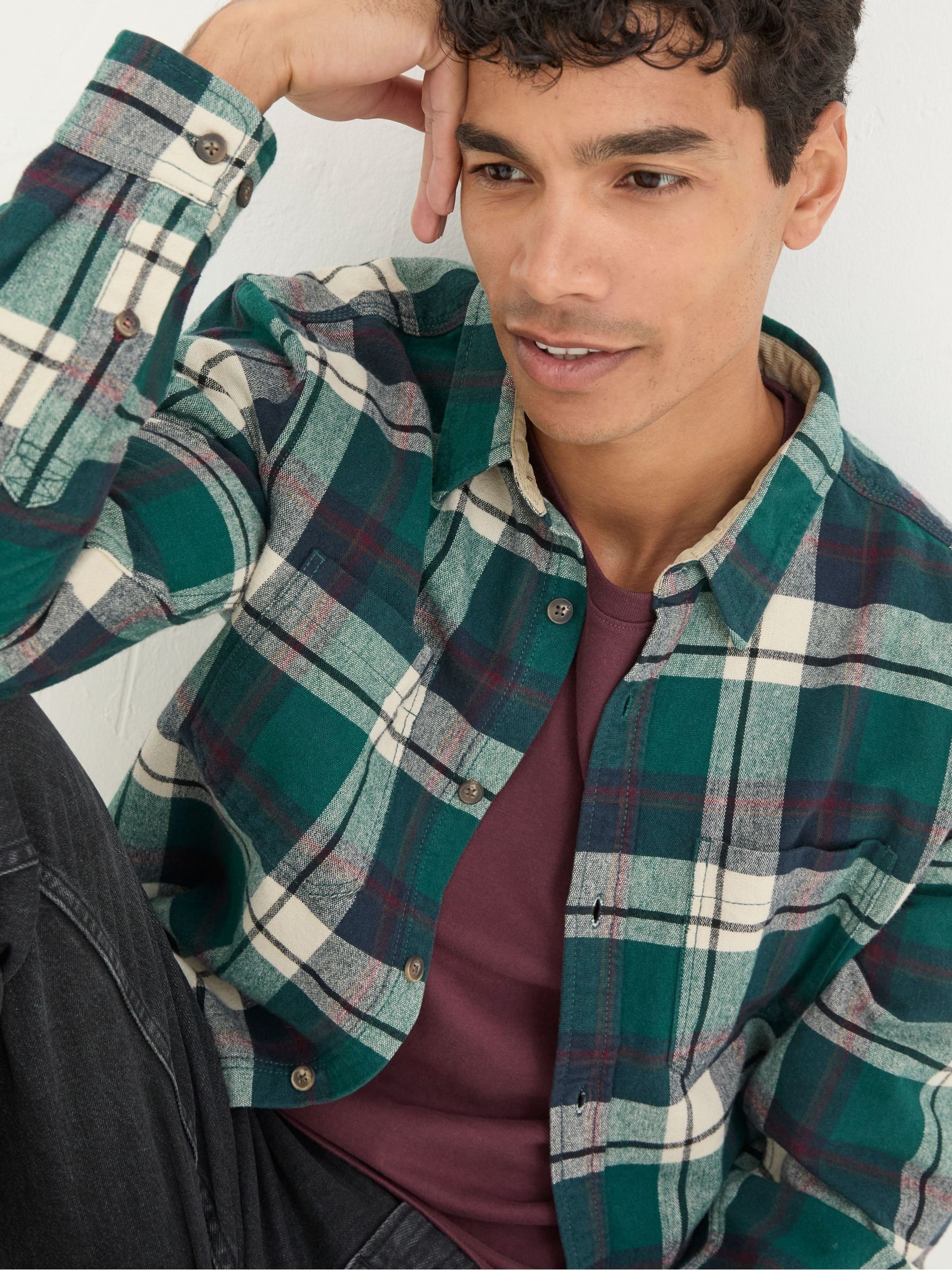 Green Long Sleeve Blake Check Shirt - Image 4 of 5