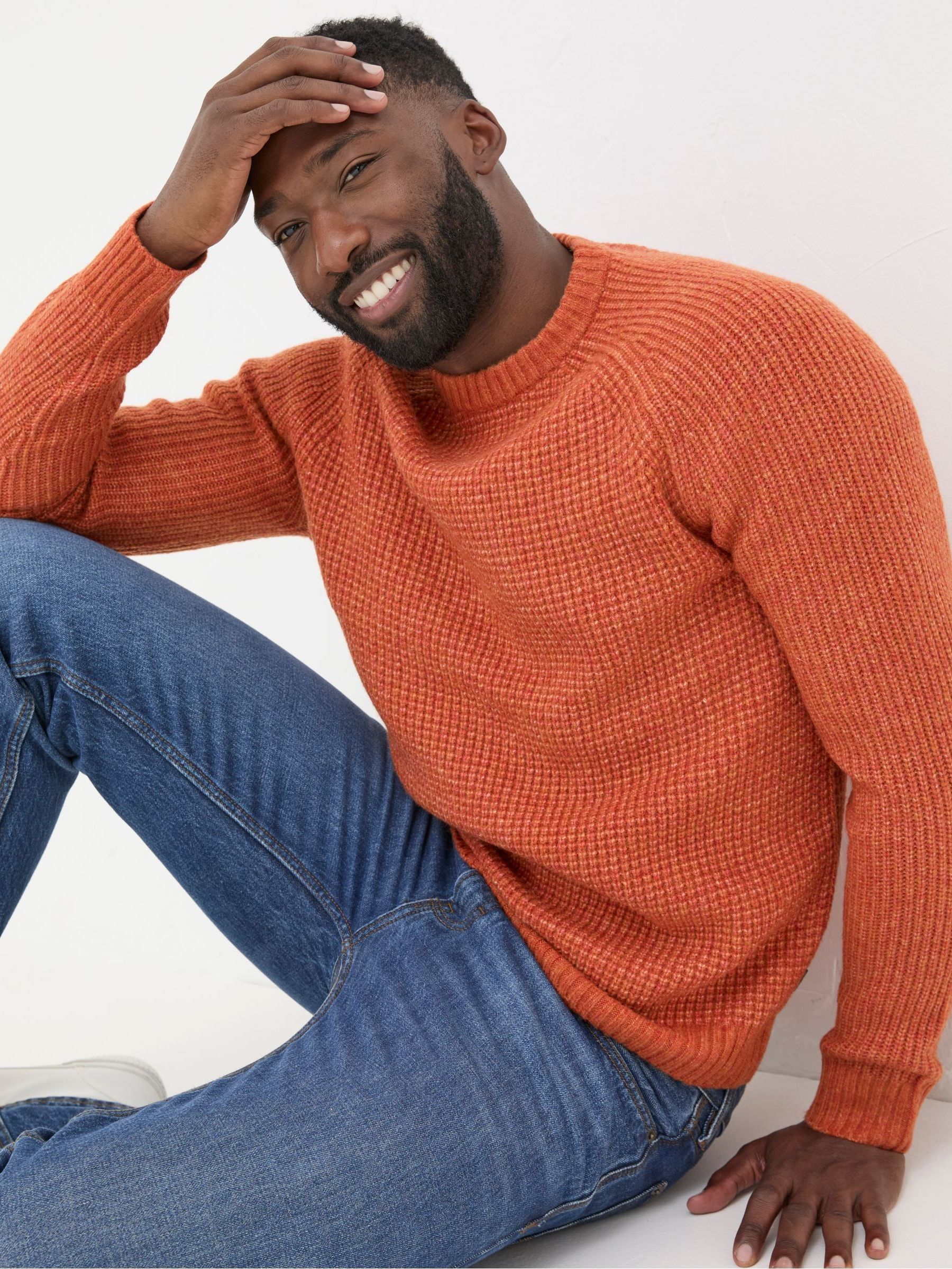 Calder Orange Crew Neck Jumper - Image 3 of 5