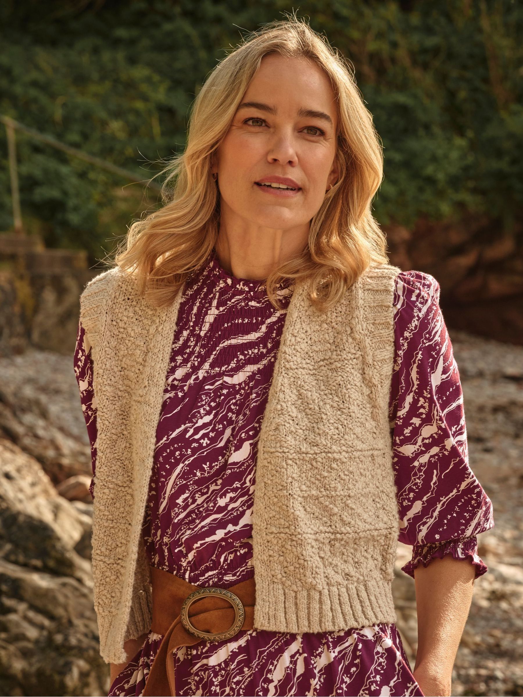 Talia Natural Pattern Waistcoat - Image 1 of 6